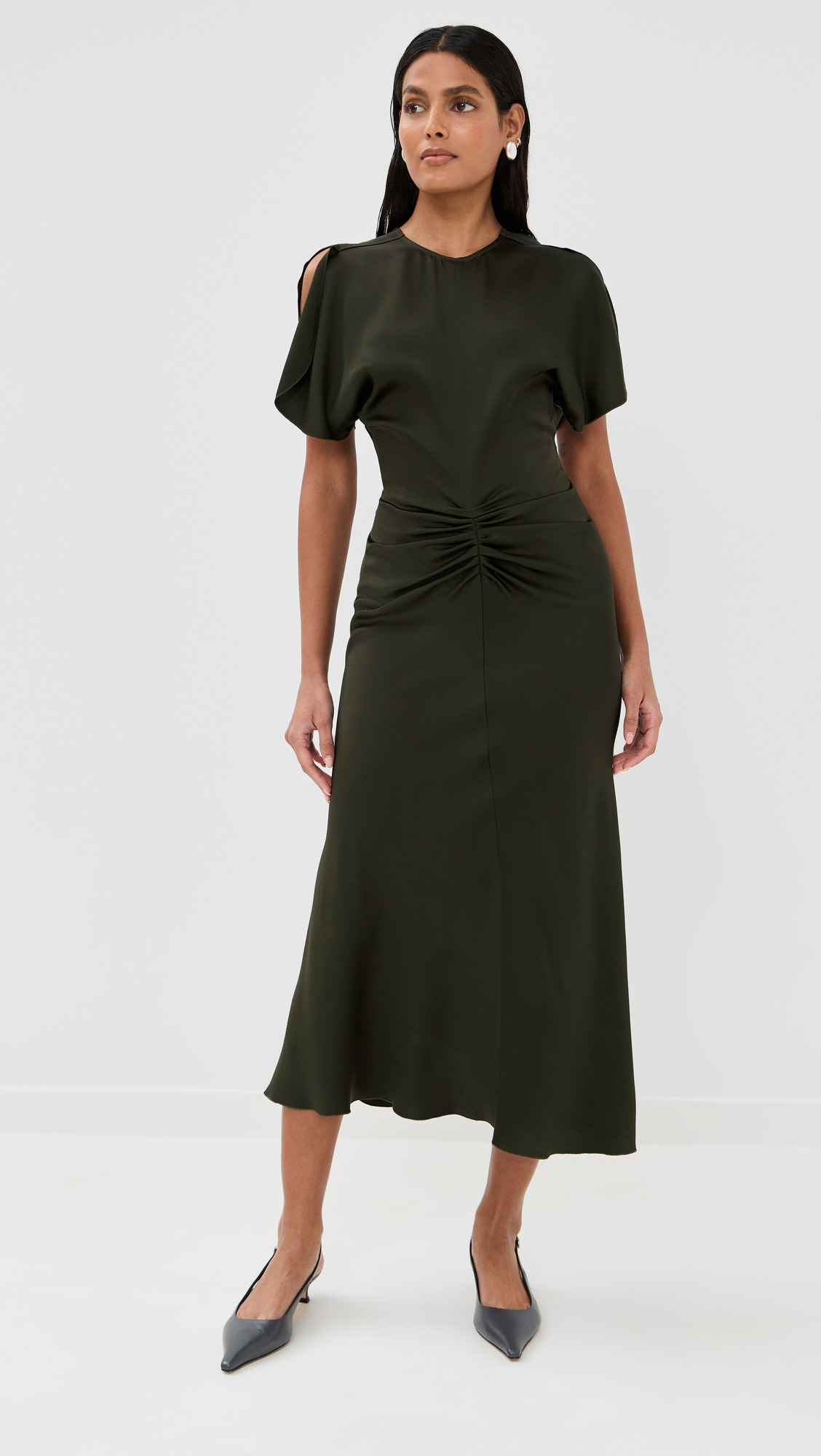 Gathered Waist Midi Dress - 6