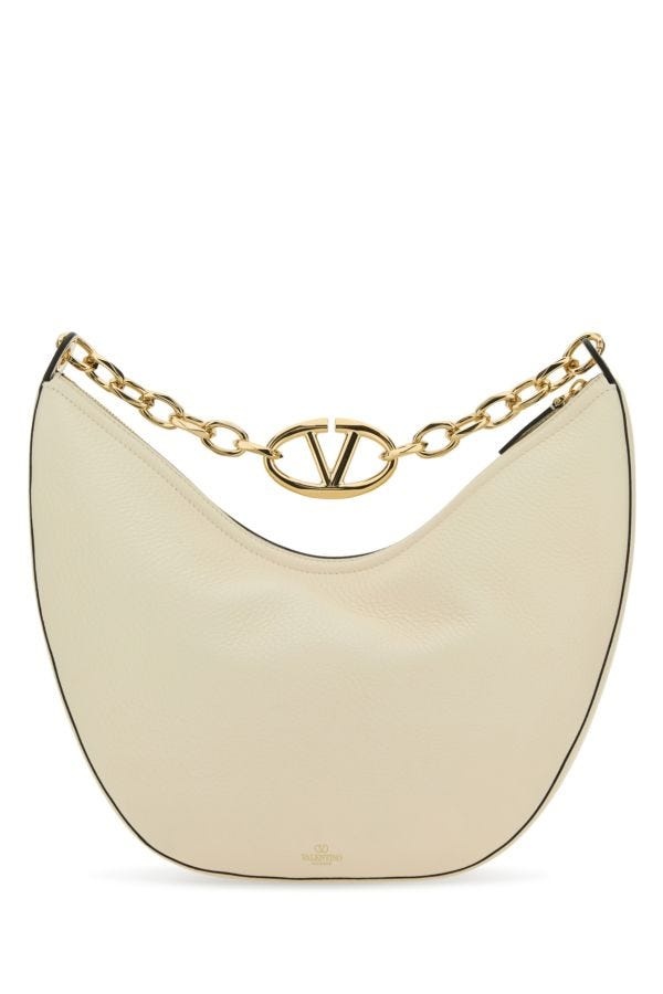 Ivory leather medium VLogo shoulder bag - 3