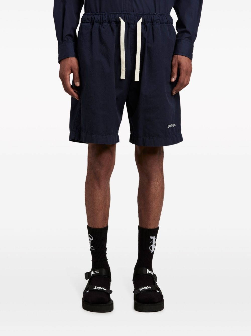 logo-print cotton shorts - 3