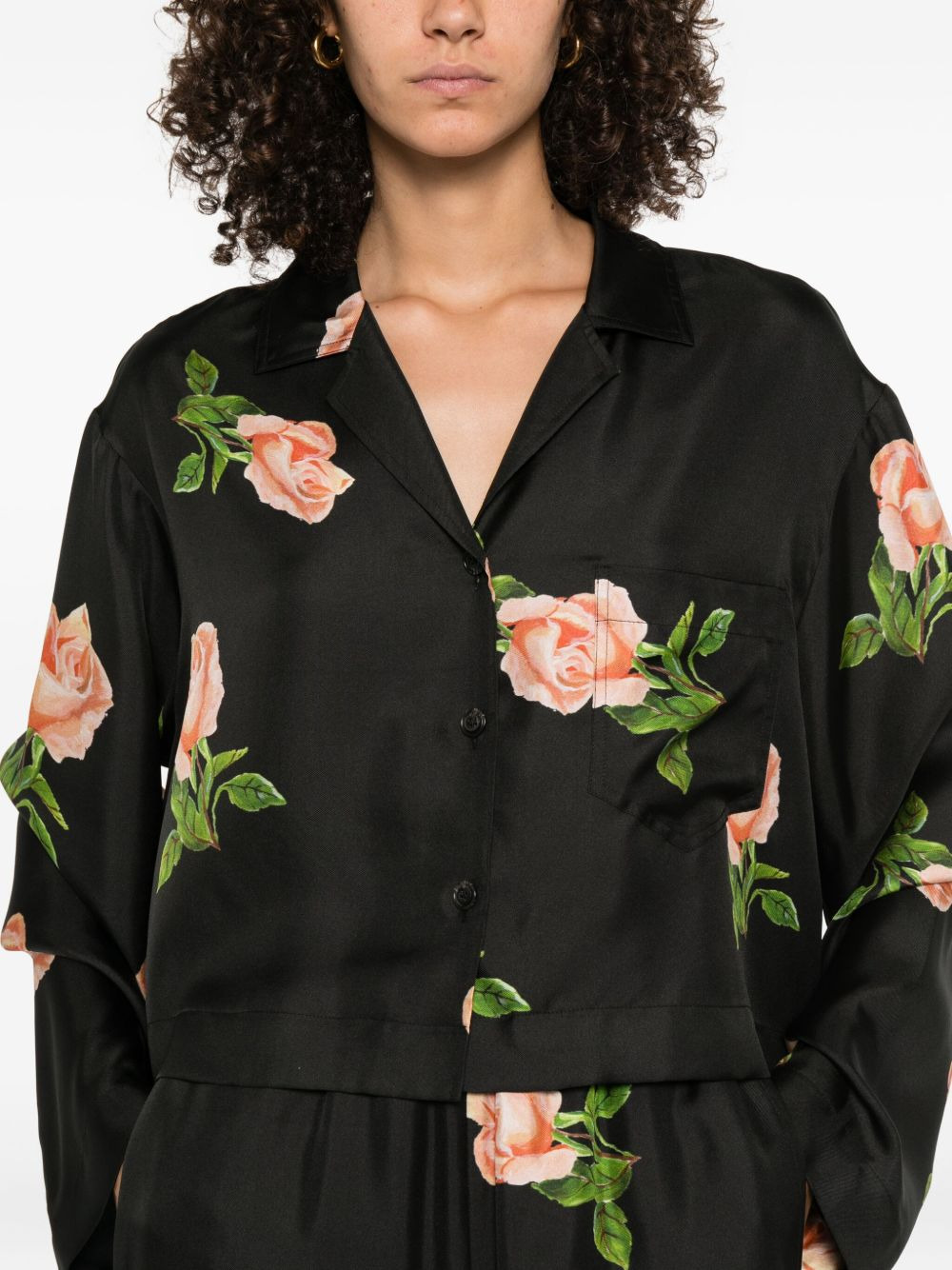 Vally rose-print long-sleeve shirt - 5
