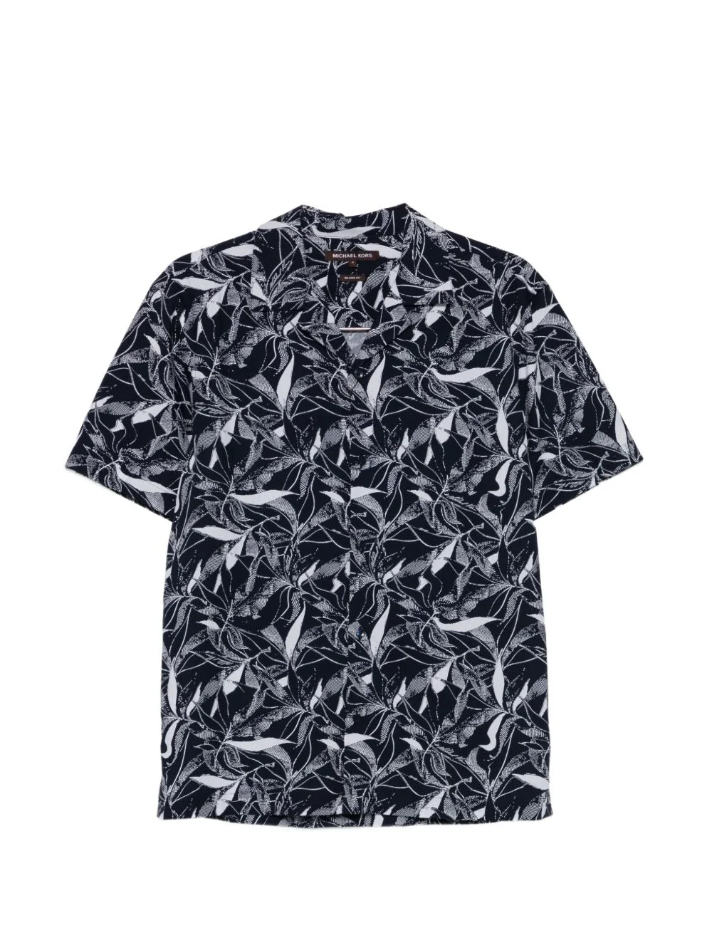 leaf-print short-sleeve shirt - 1