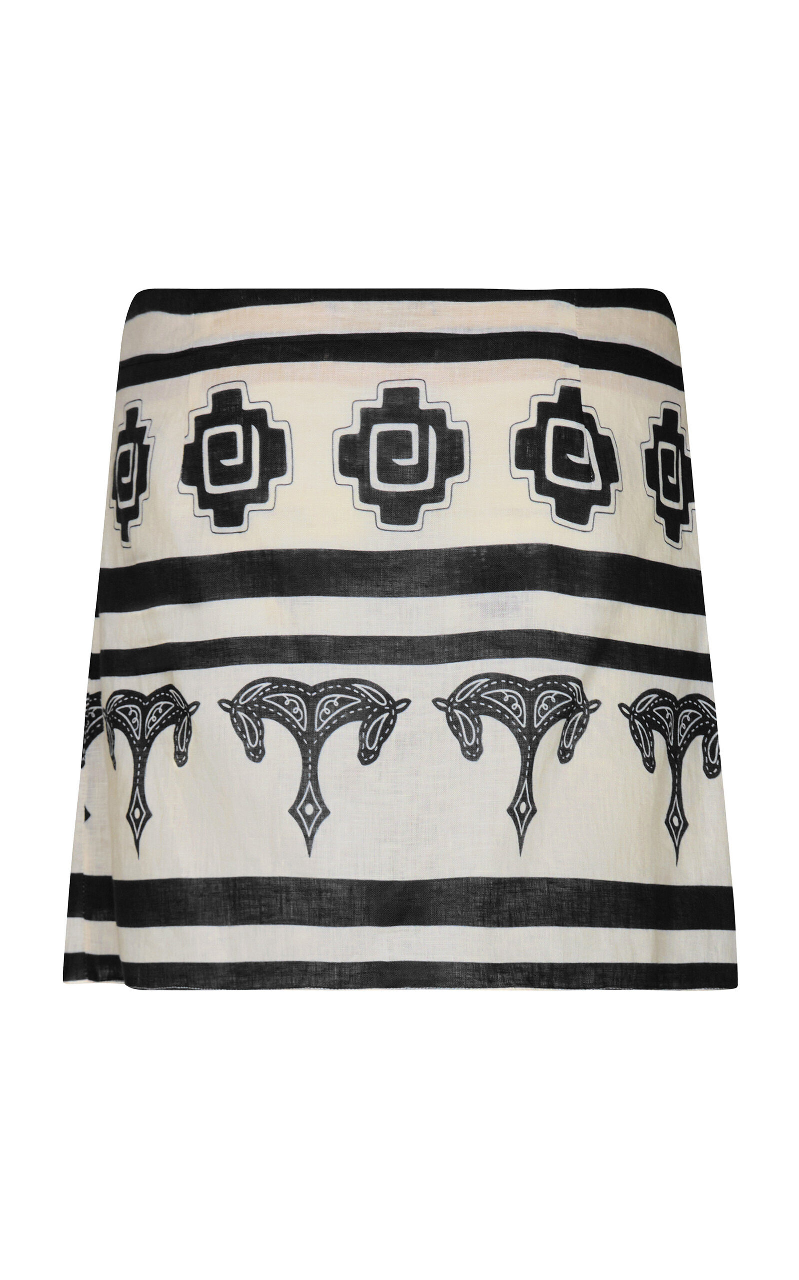 Roots Linen Wrap Mini Skirt black/white - 3