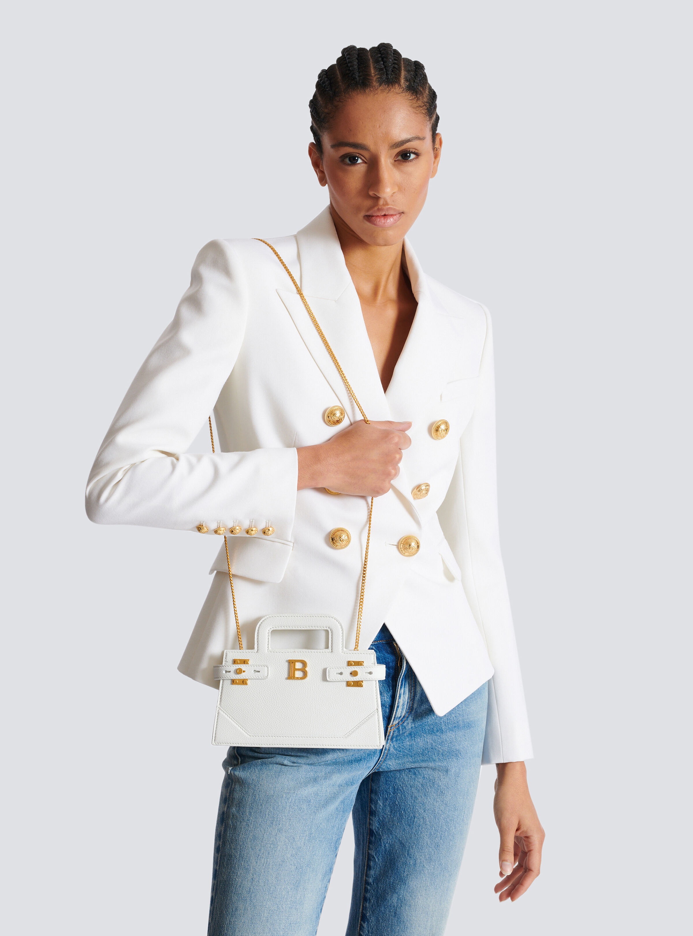 Small B-Buzz Top Handle bag in grained leather - 8