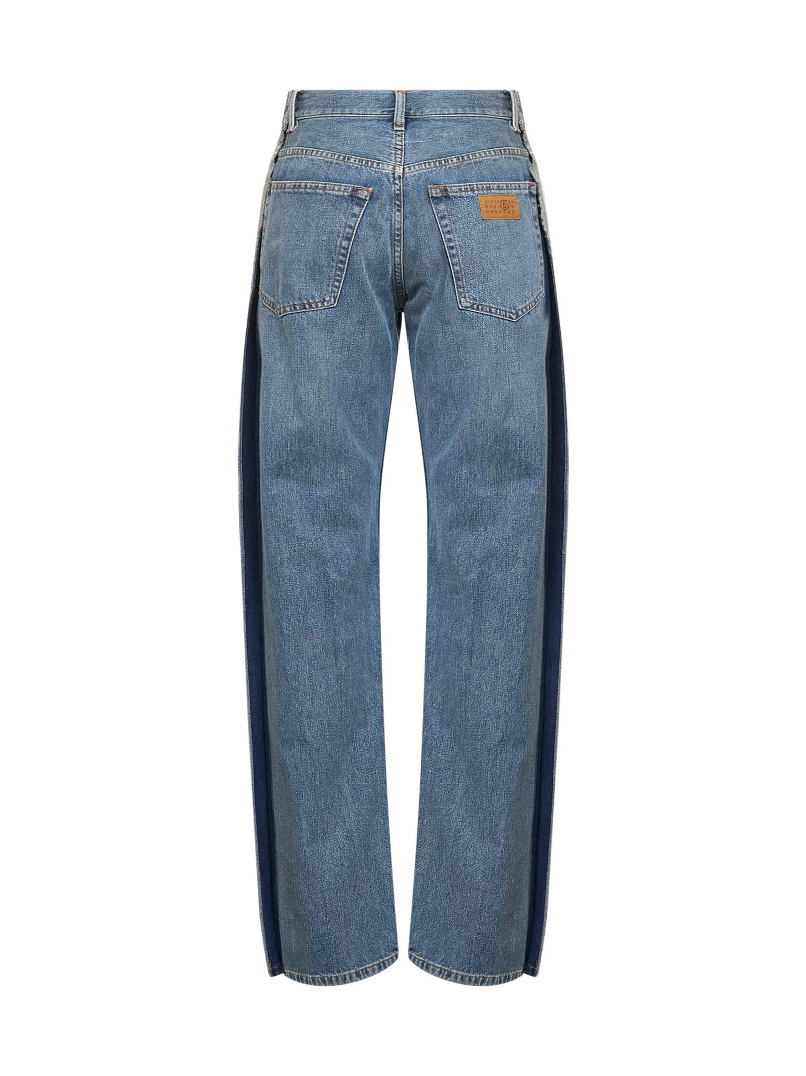Blue cotton denim straight leg jeans - 2