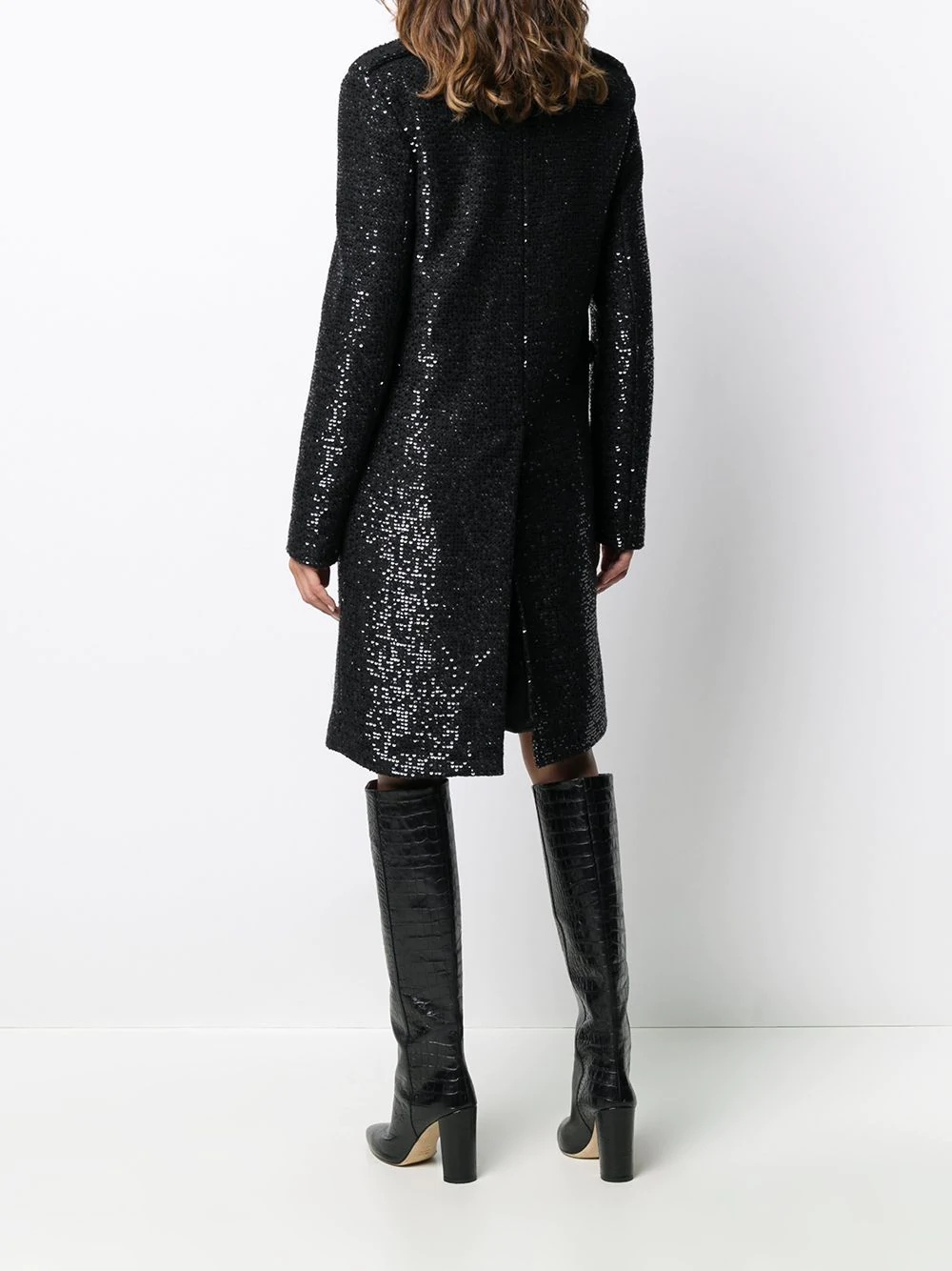 sequin embroidered midi coat - 4