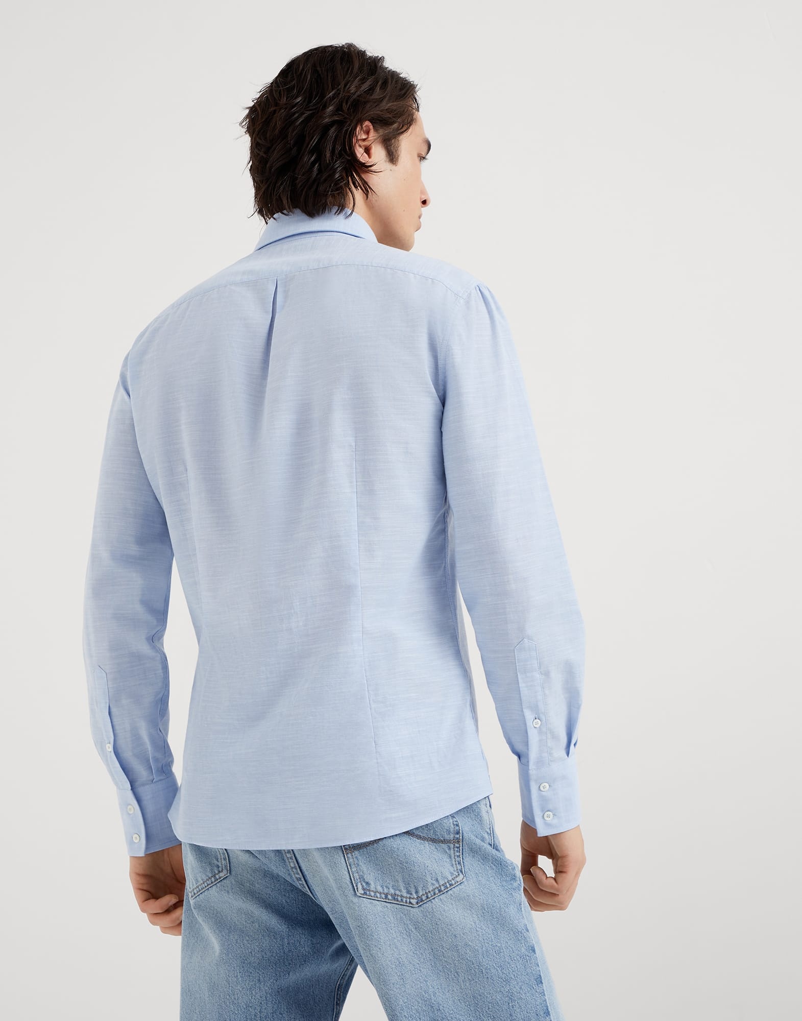 Lightweight Oxford slim fit shirt with spread collar - 2
