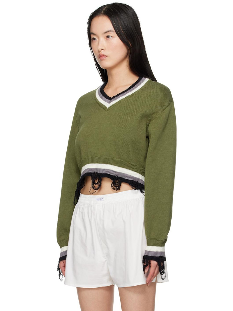 OTTOLINGER Green Cropped V-neck Sweater outlook