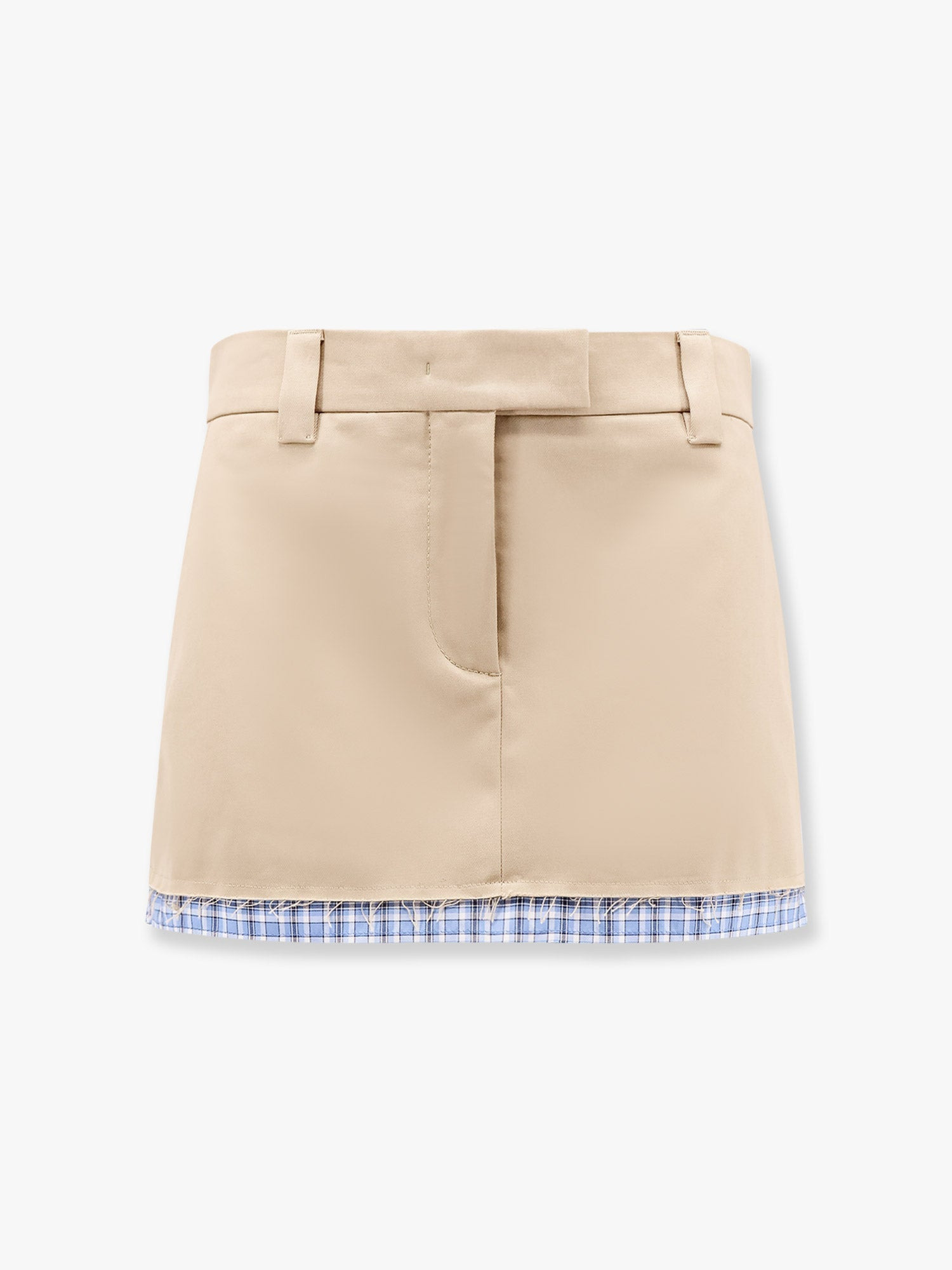 Miu Miu Cotton Skirt With Check Insert On The Bottom - 1