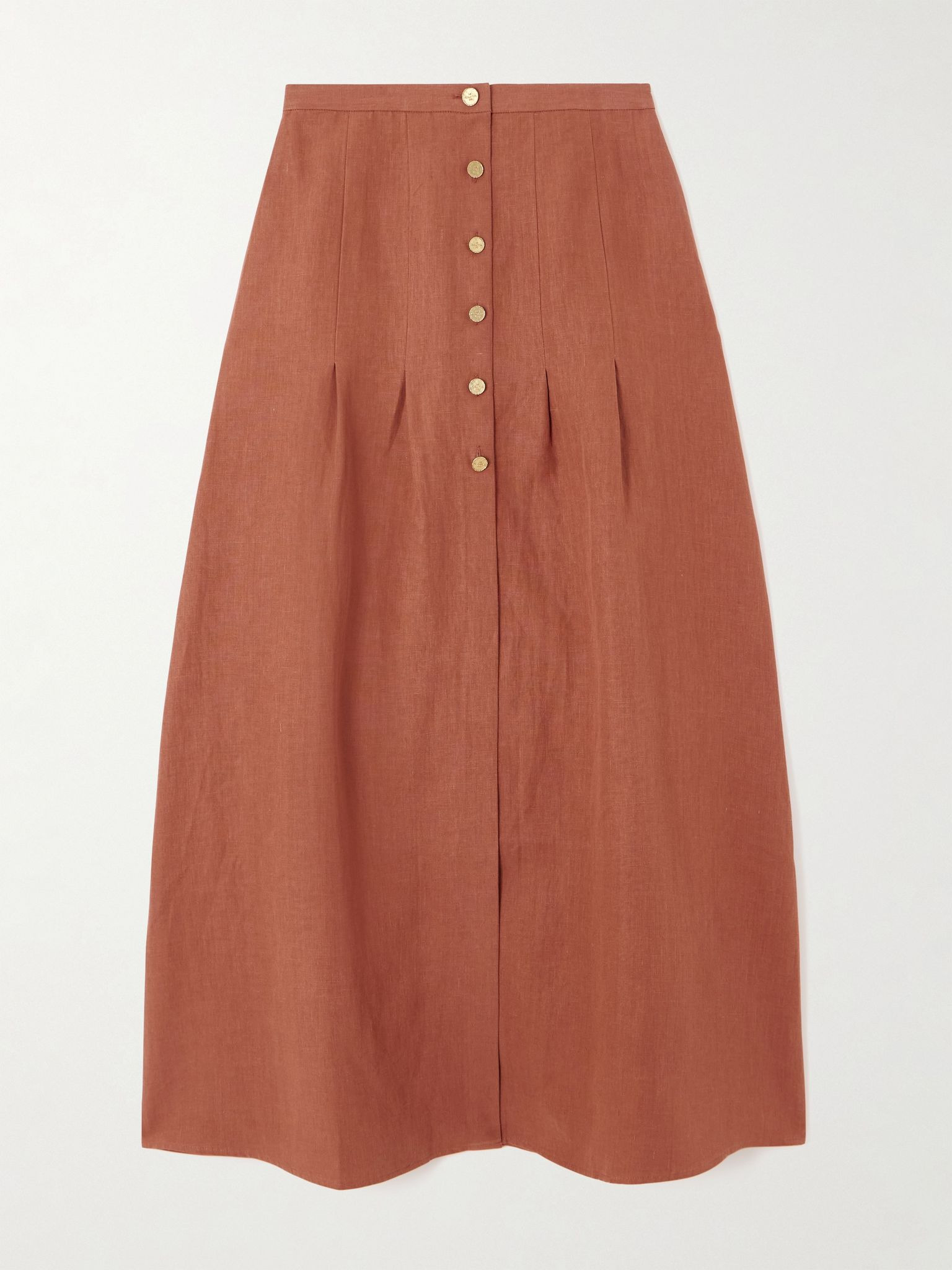 Hadera pleated organic linen-gauze maxi skirt Red - 1