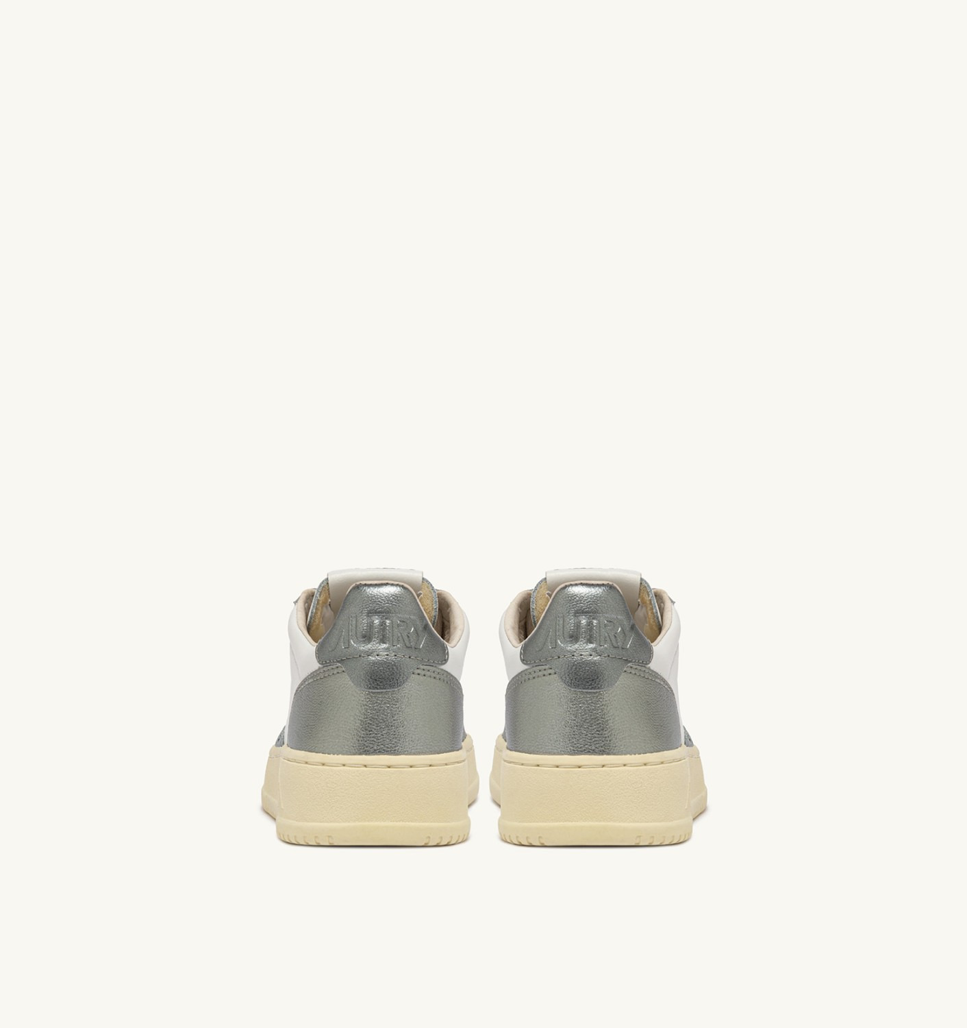 MEDALIST LOW BICOLOR SNEAKERS IN WHITE AND STEEL LEATHER - 3