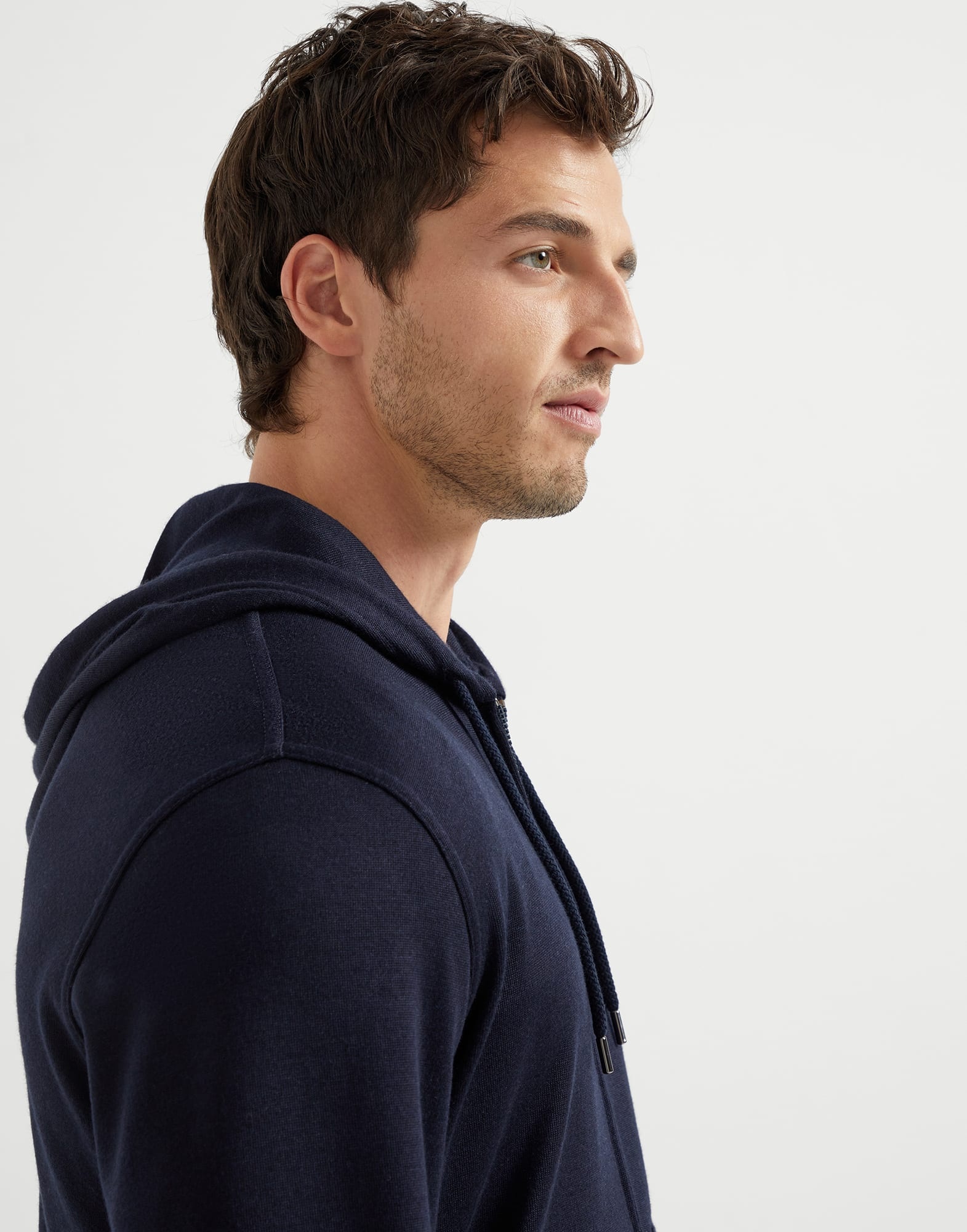 Cashmere and silk French terry hooded sweatshirt with zipper - 3