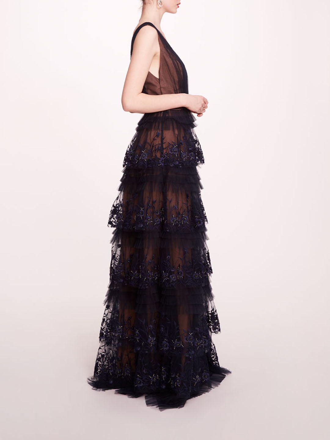 TIERED TERRARIUM V-NECK GOWN - 3