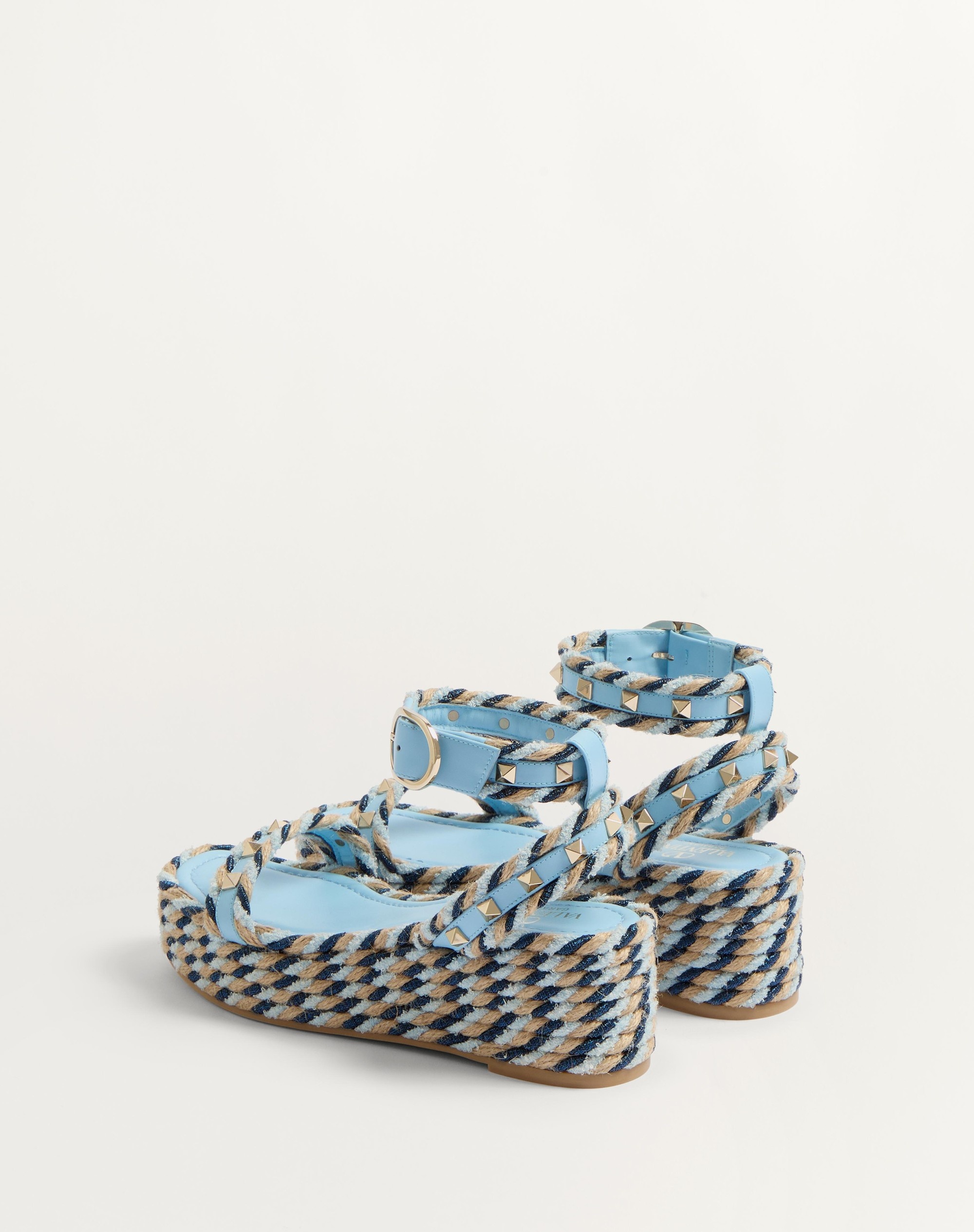 ROCKSTUD FLATFORM SANDAL IN CALFSKIN 45MM - 5