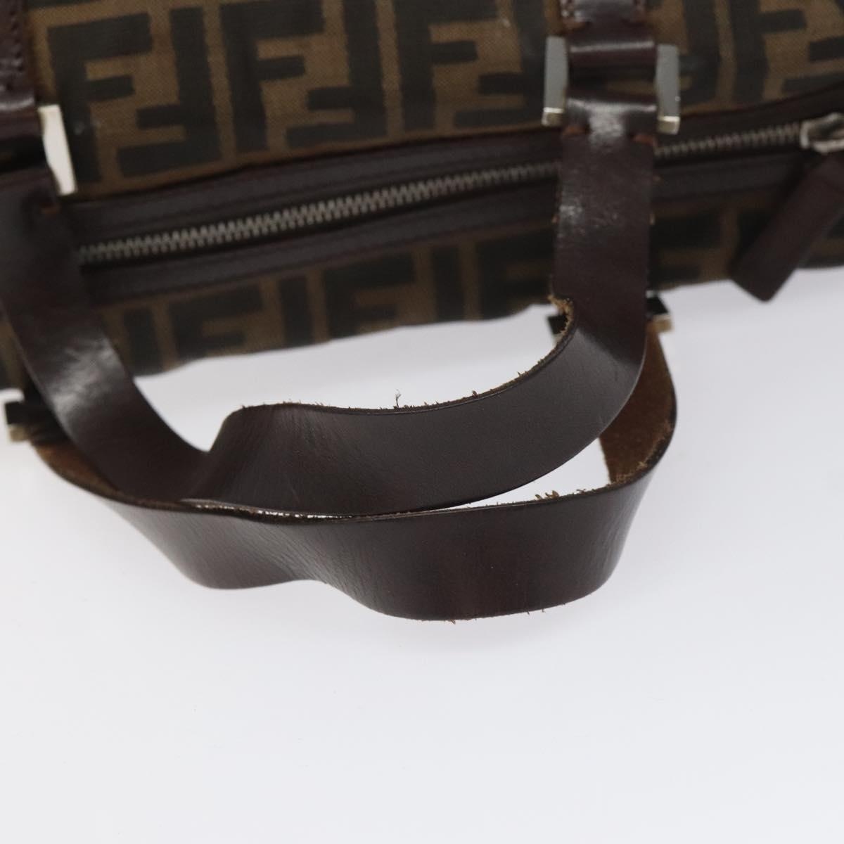 FENDI Zucca Canvas Hand Bag Brown Black - 7