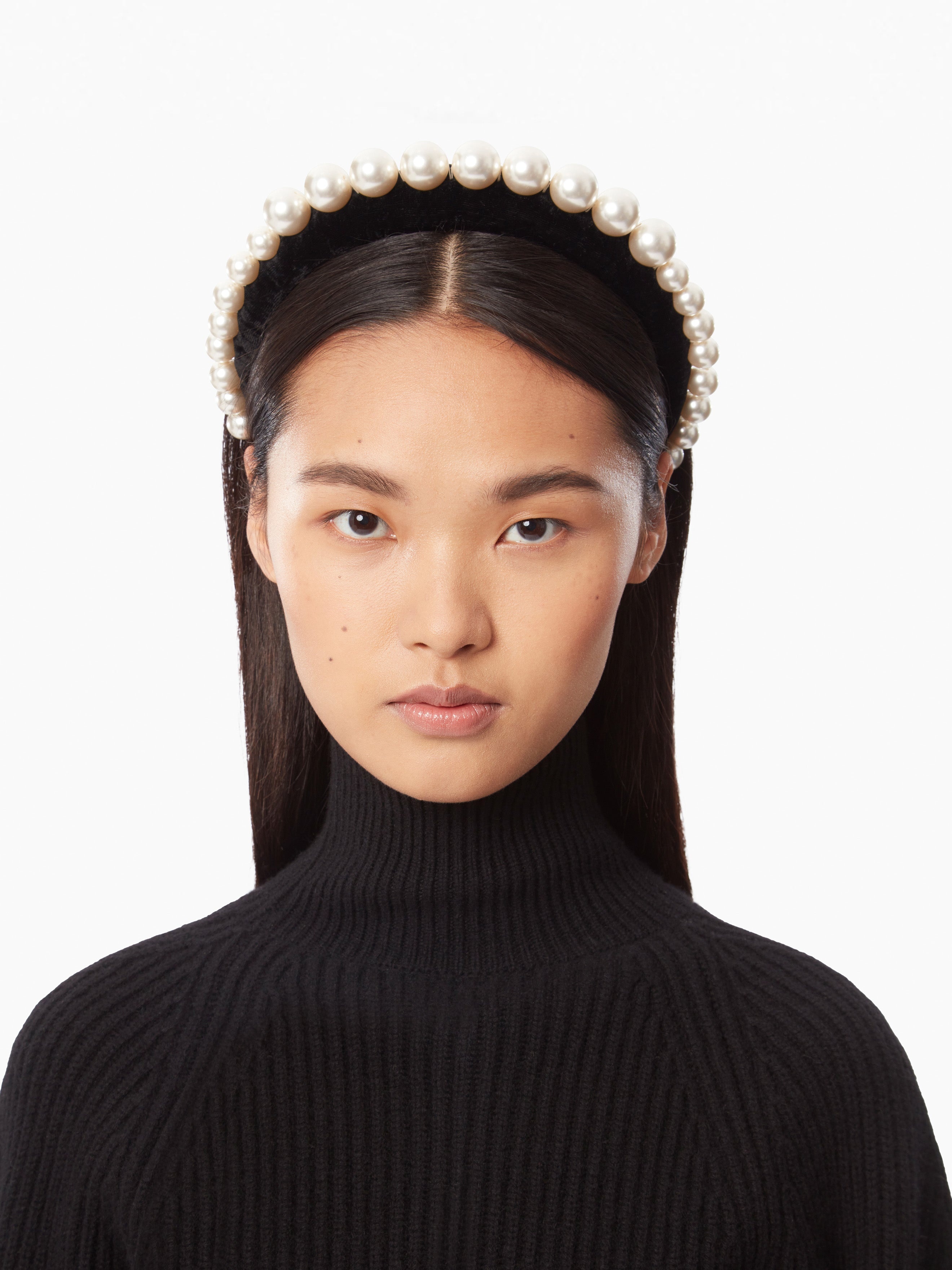 VELVET HEADBAND WITH PEARLS - 3