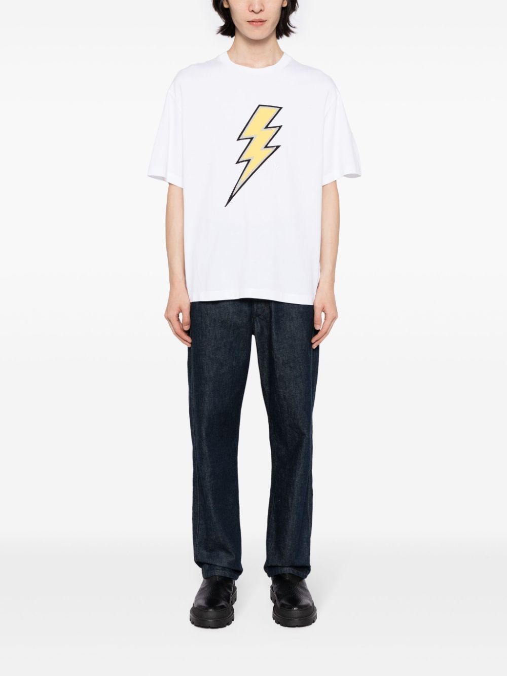 Thunderbolt-embroidered cotton T-shirt - 2