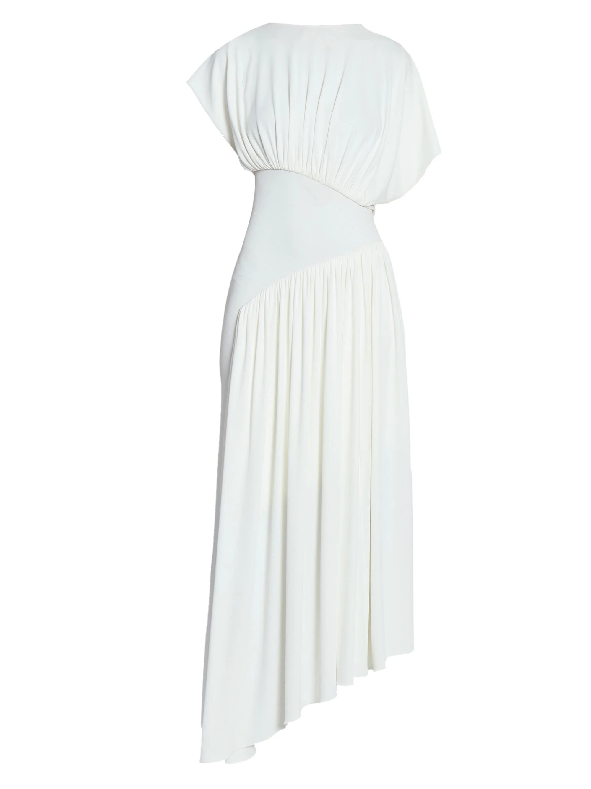 Women's Asymmetric Short-Sleeve Midi-Dress - Ivory - 1