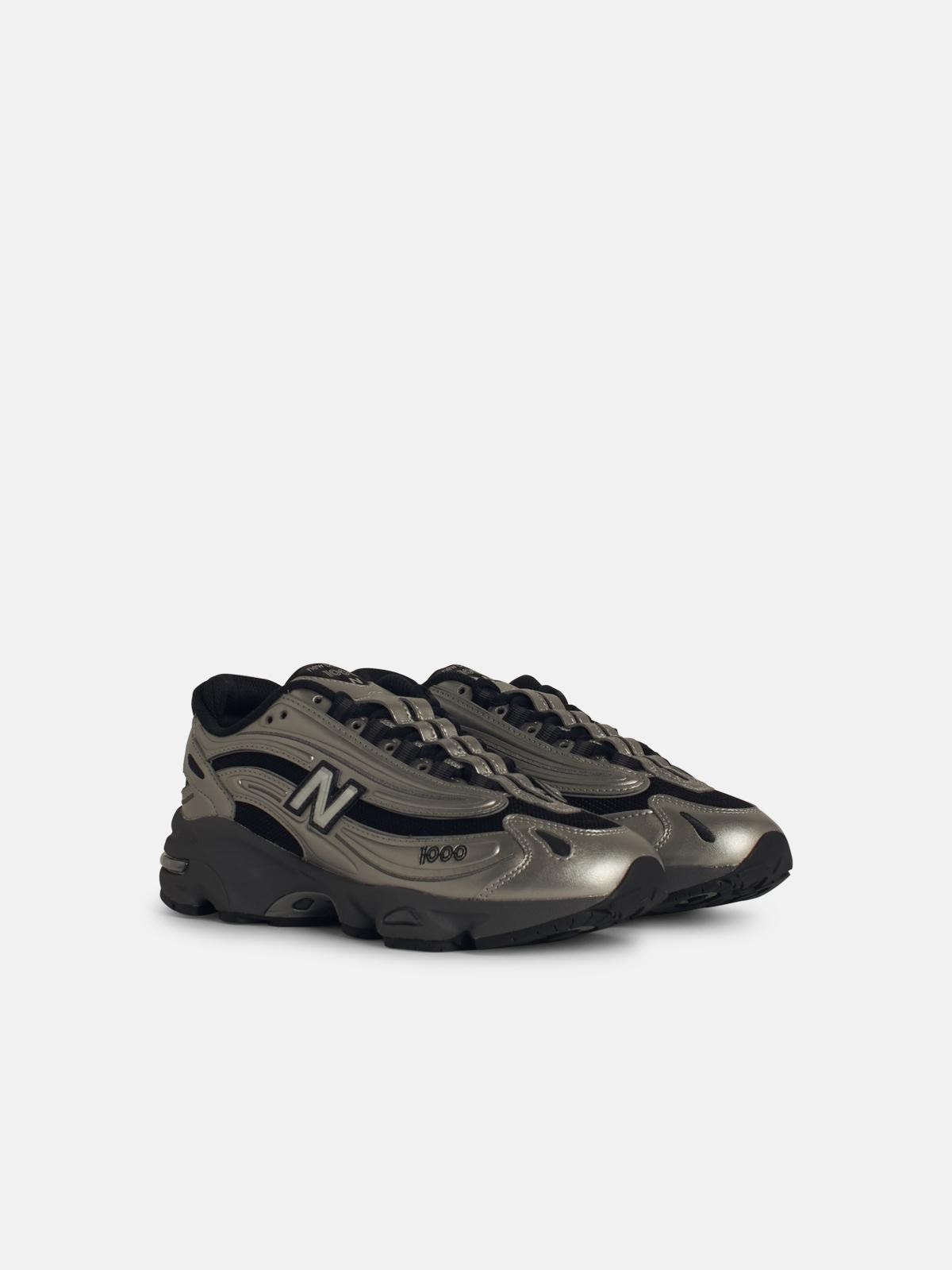 '1000' SILVER LEATHER BLEND SNEAKERS - 2
