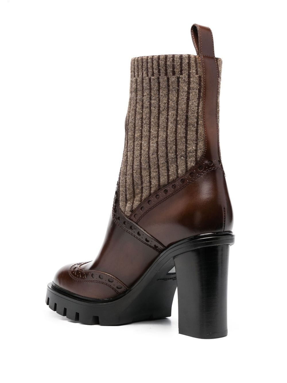 mid-heel brogue sock boot - 3