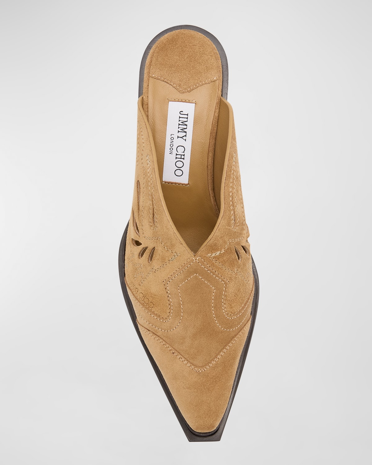 JIMMY CHOO Cece Perforated Suede Western Mules