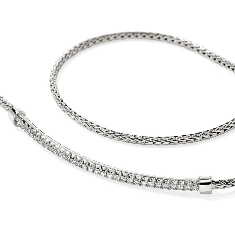 JOHN HARDY JH Essential Pavé Wrap Bracelet, Sterling Silver, Diamonds, 1.8MM outlook