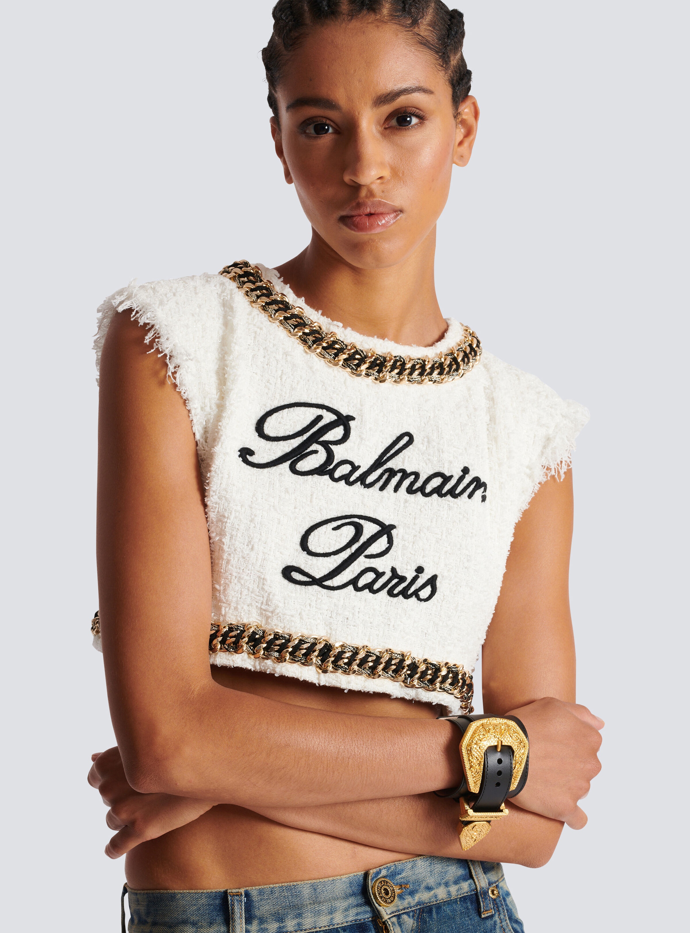 Western leather and golden metal bracelet - 4