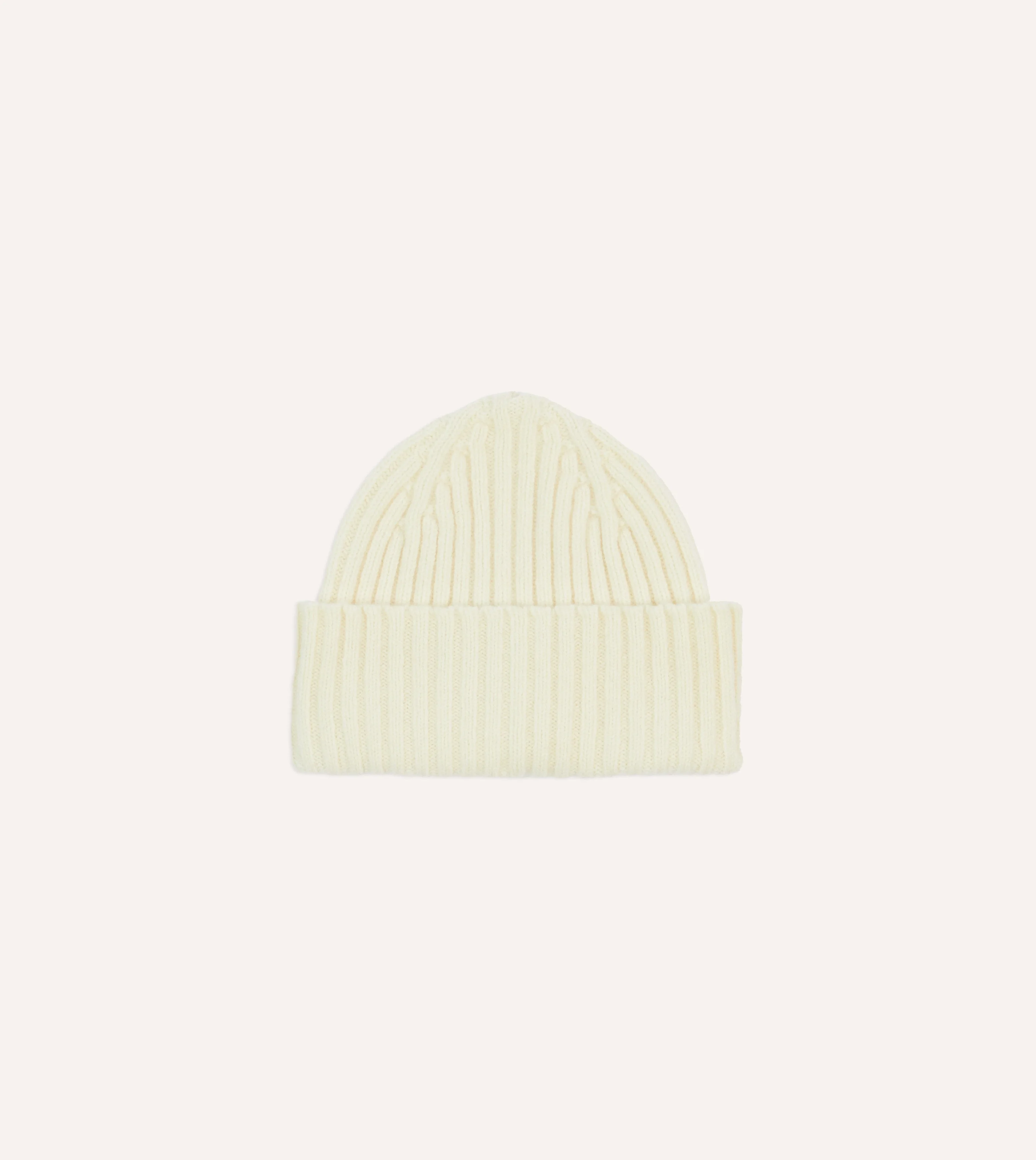 Ecru Lambswool Ribbed Knit Cap - 1