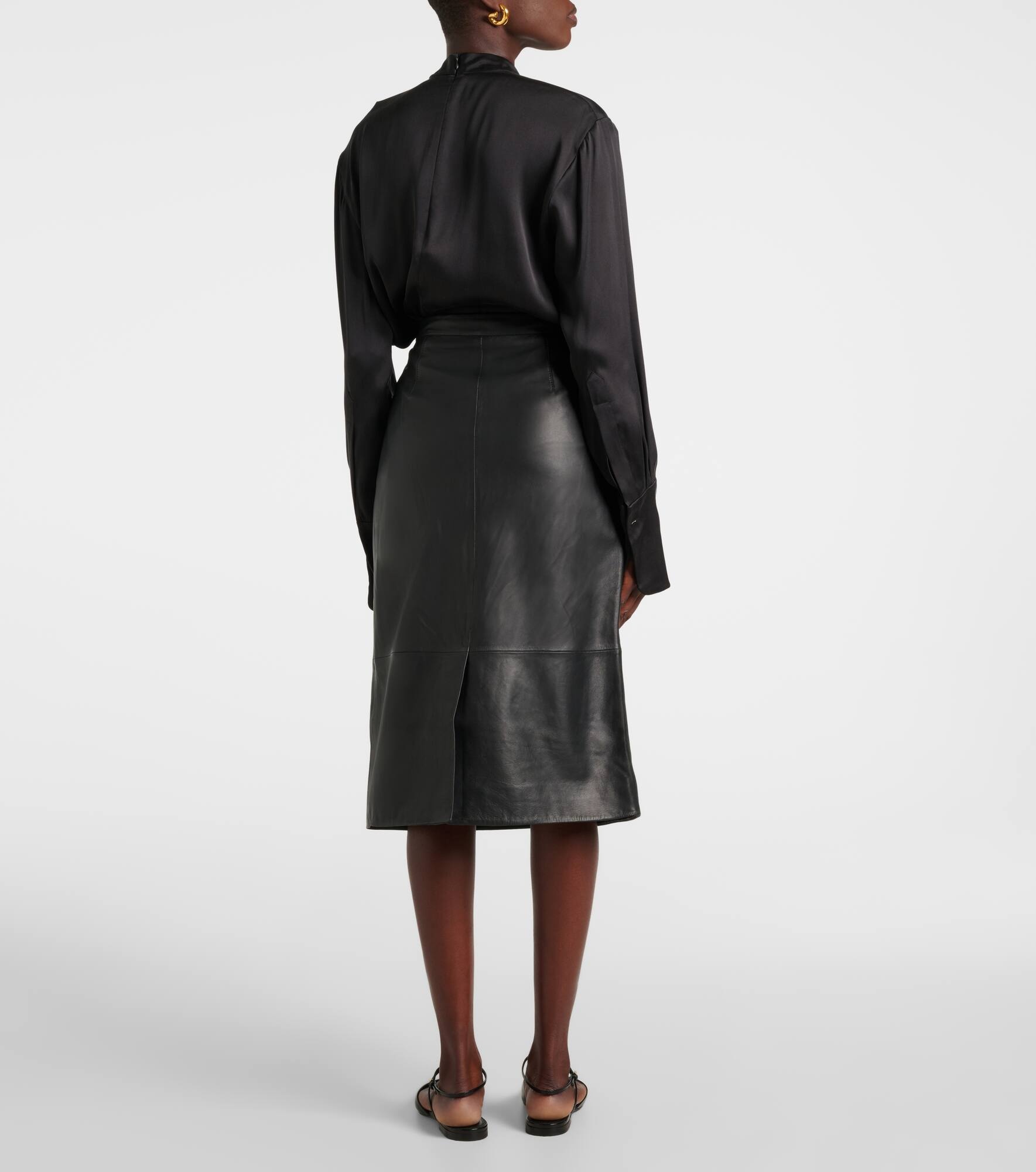 Leather midi skirt - 3