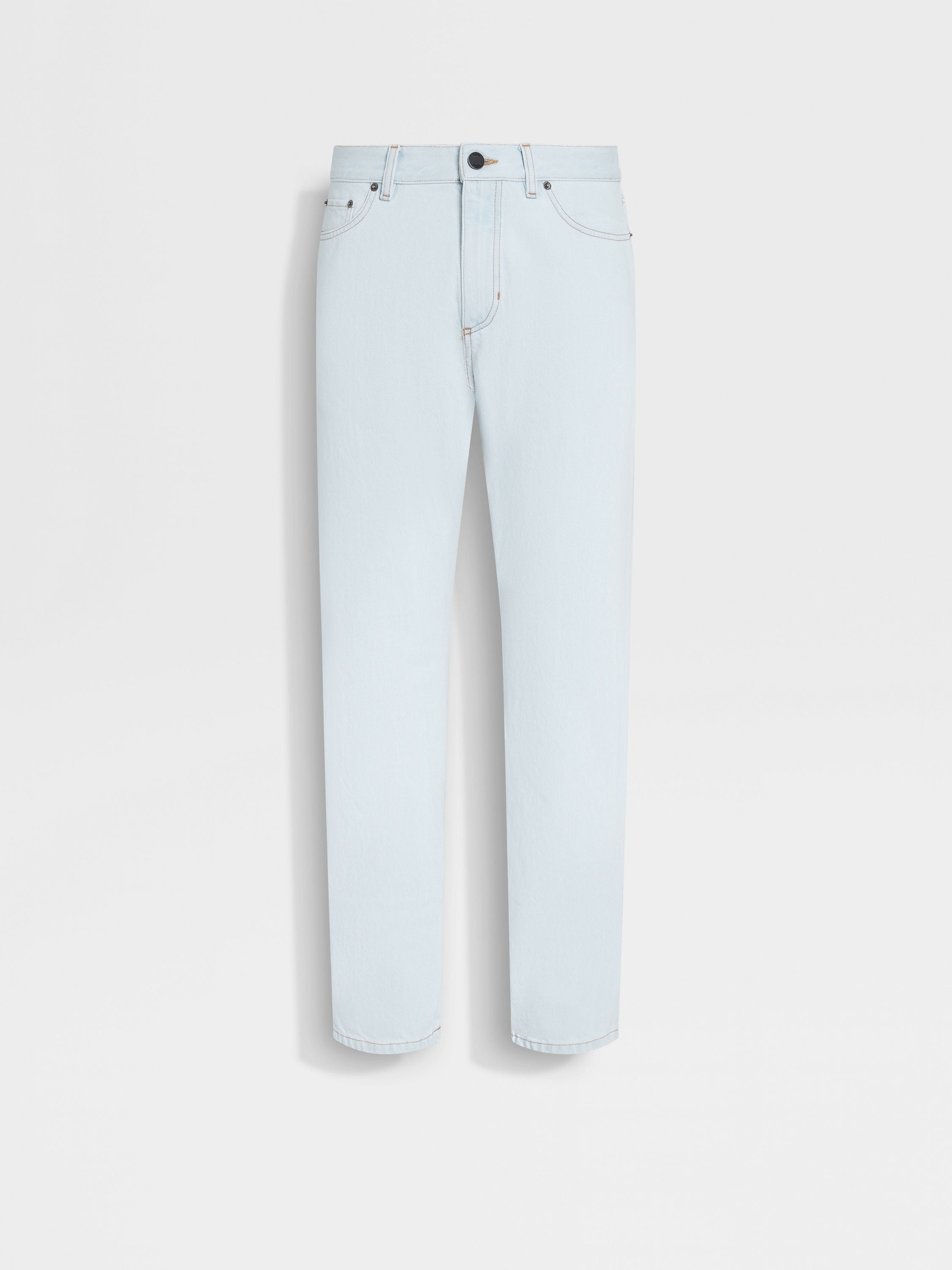 LIGHT BLUE BLEACHED COTTON ROCCIA JEANS - 2
