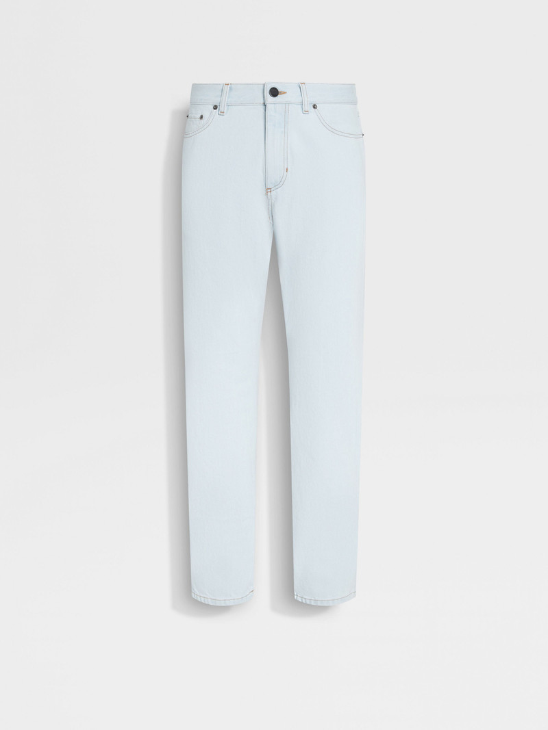ZEGNA LIGHT BLUE BLEACHED COTTON ROCCIA JEANS outlook