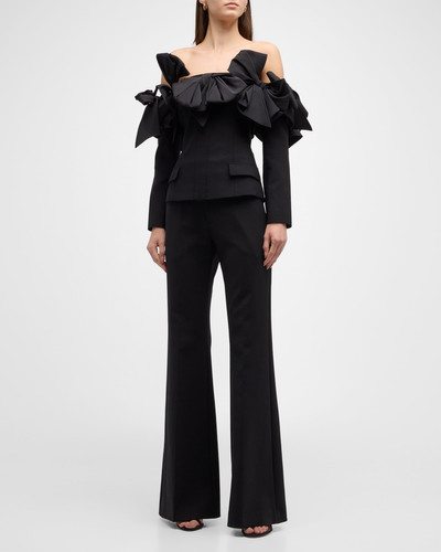 Oscar de la Renta Faille Bow Off-The-Shoulder Tailored Jacket outlook