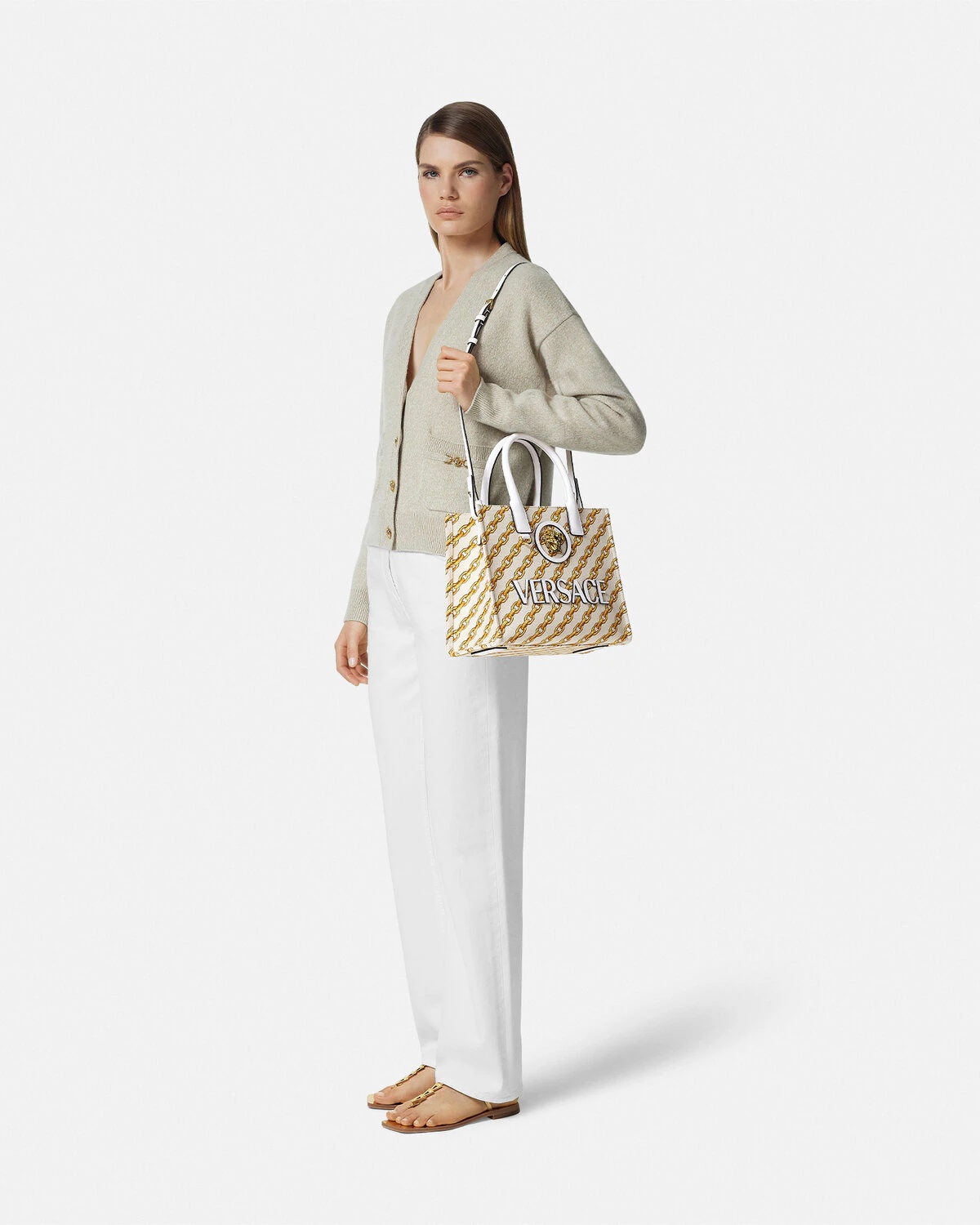 Chain Stripes La Medusa Small Tote Bag - 3