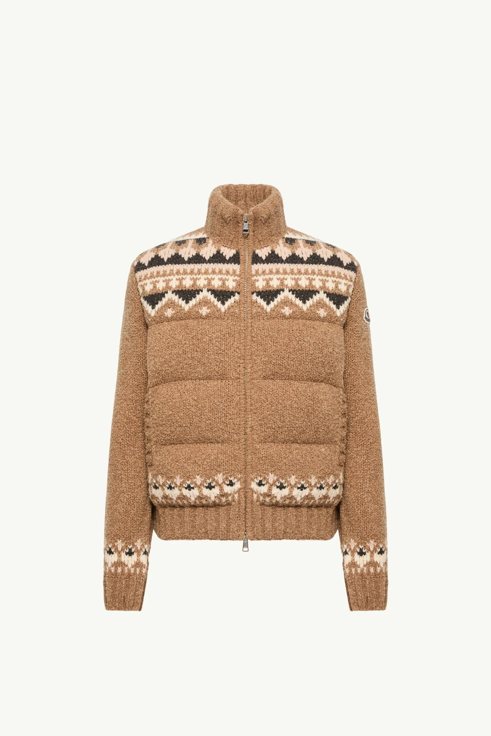 Geometric Bouclé Down Cardigan - 1