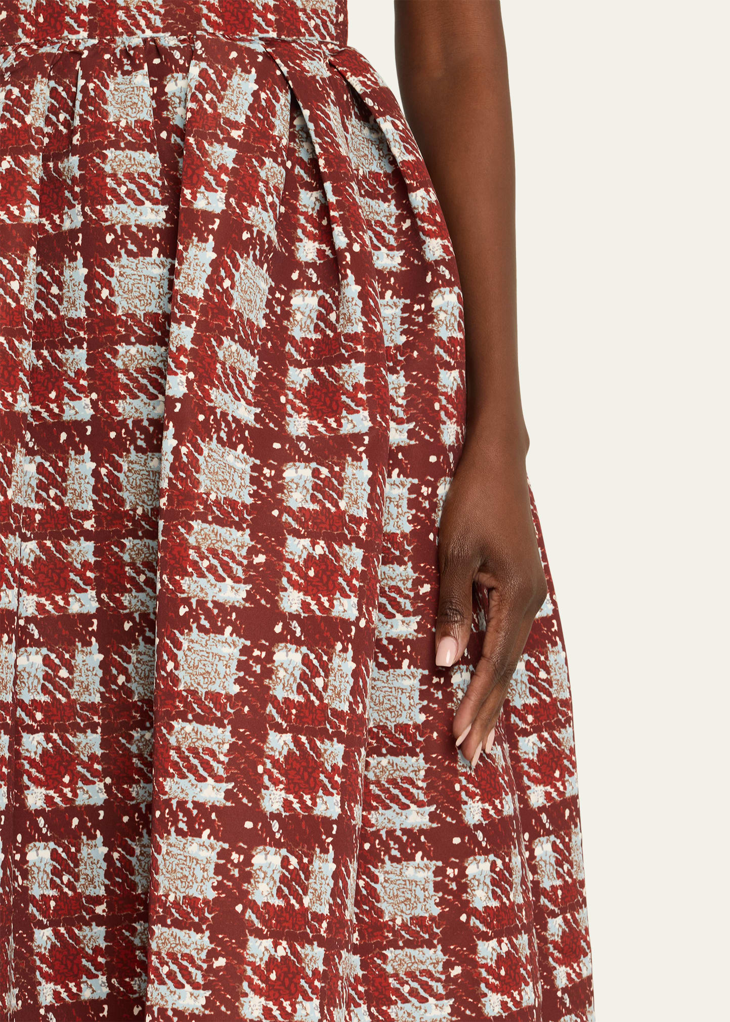 Textured Plaid-Print Pleated Midi Circle Skirt - 5