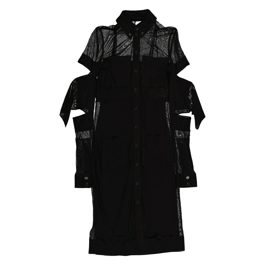 Burberry Cut-Out Long Sleeve Semi-Sheer Shirt Dress - 4
