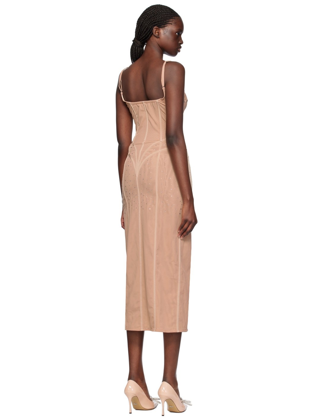 Beige Crystal Maxi Dress - 3