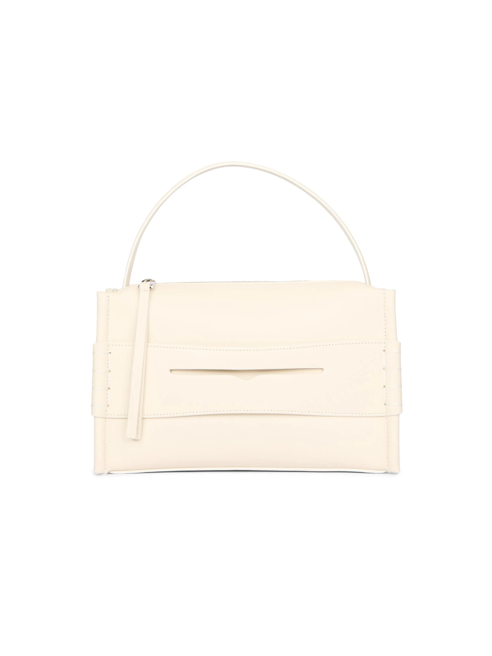 Women's Loafer Leather Top Handle Bag - Off White - 1