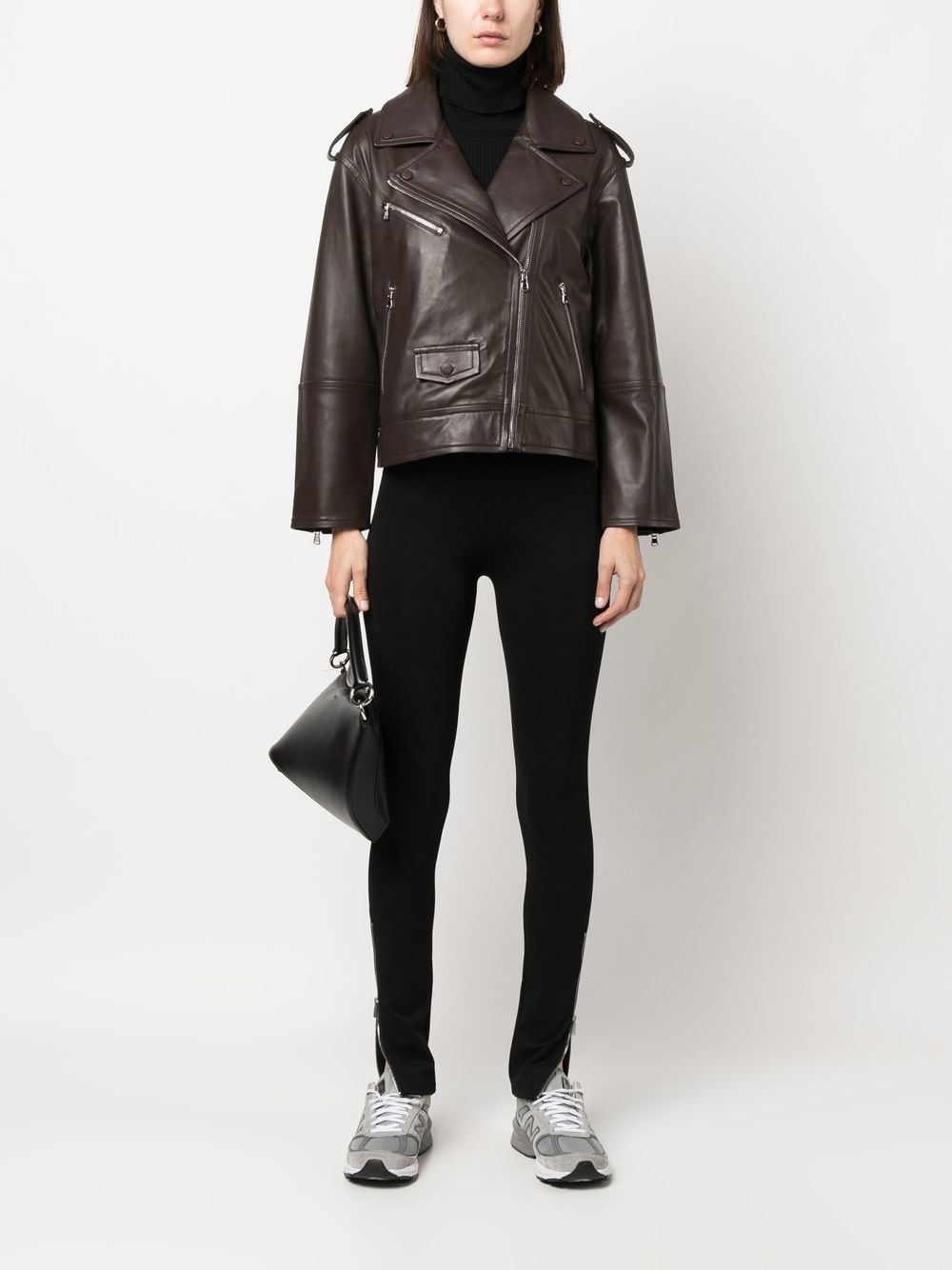 leather zip-up flight jacket - 2