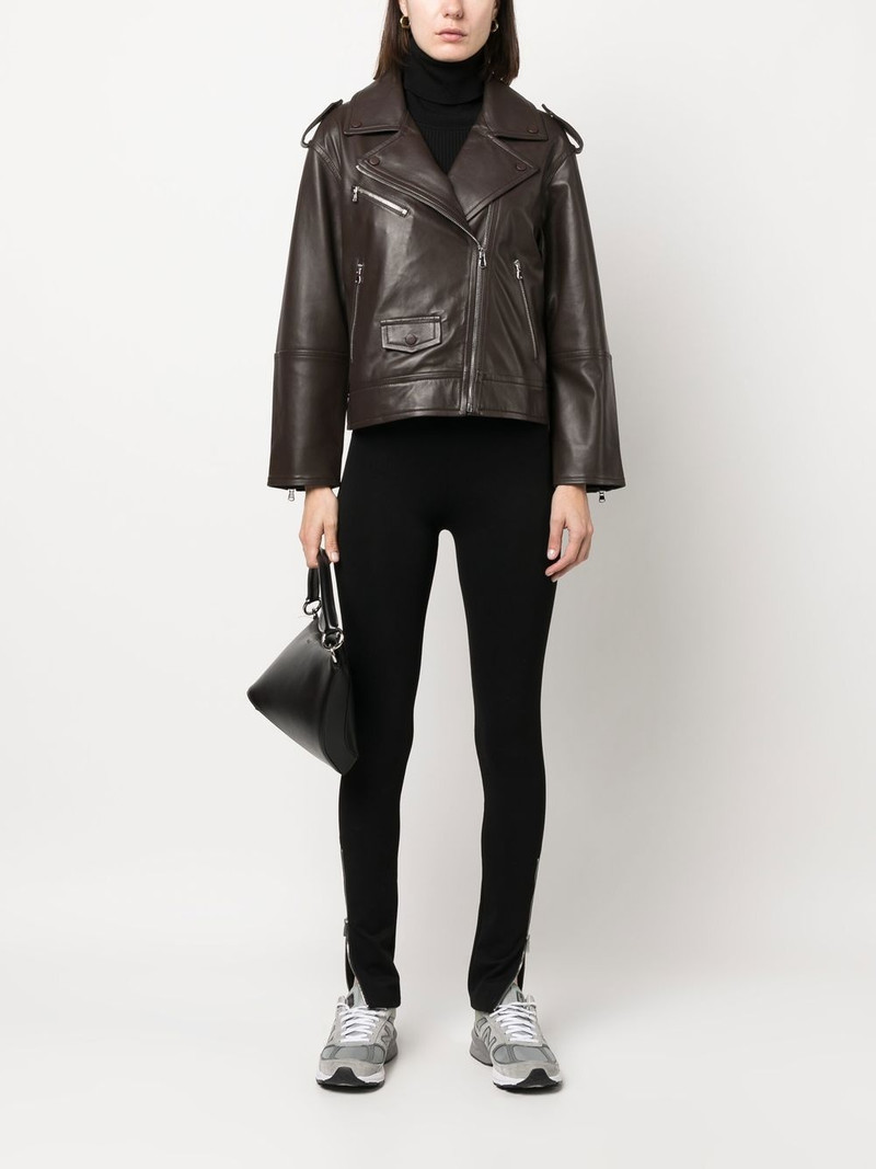 Yves Salomon leather zip-up flight jacket outlook