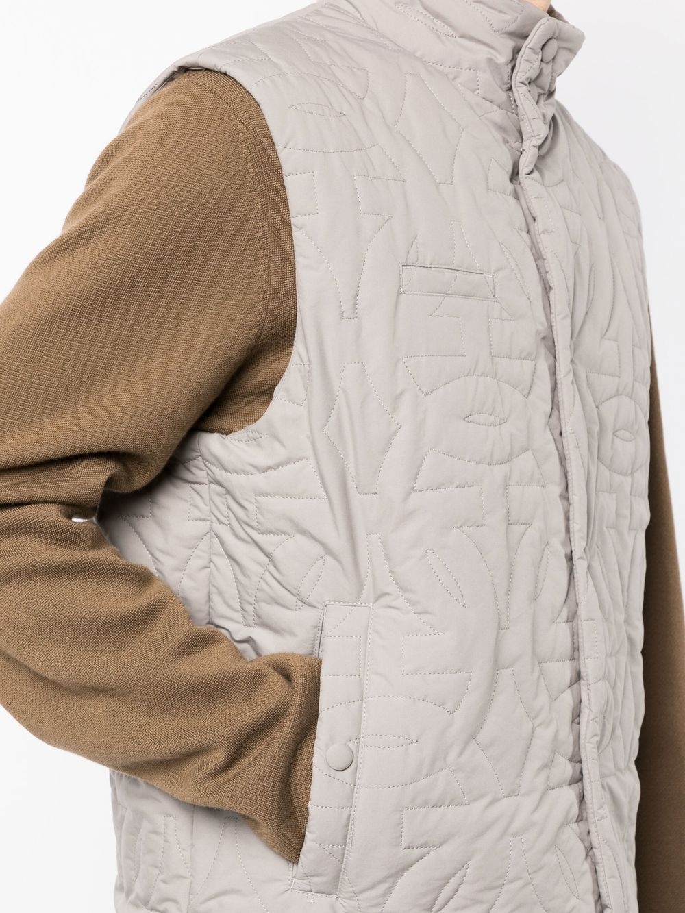 quilted funnel neck gilet - 5
