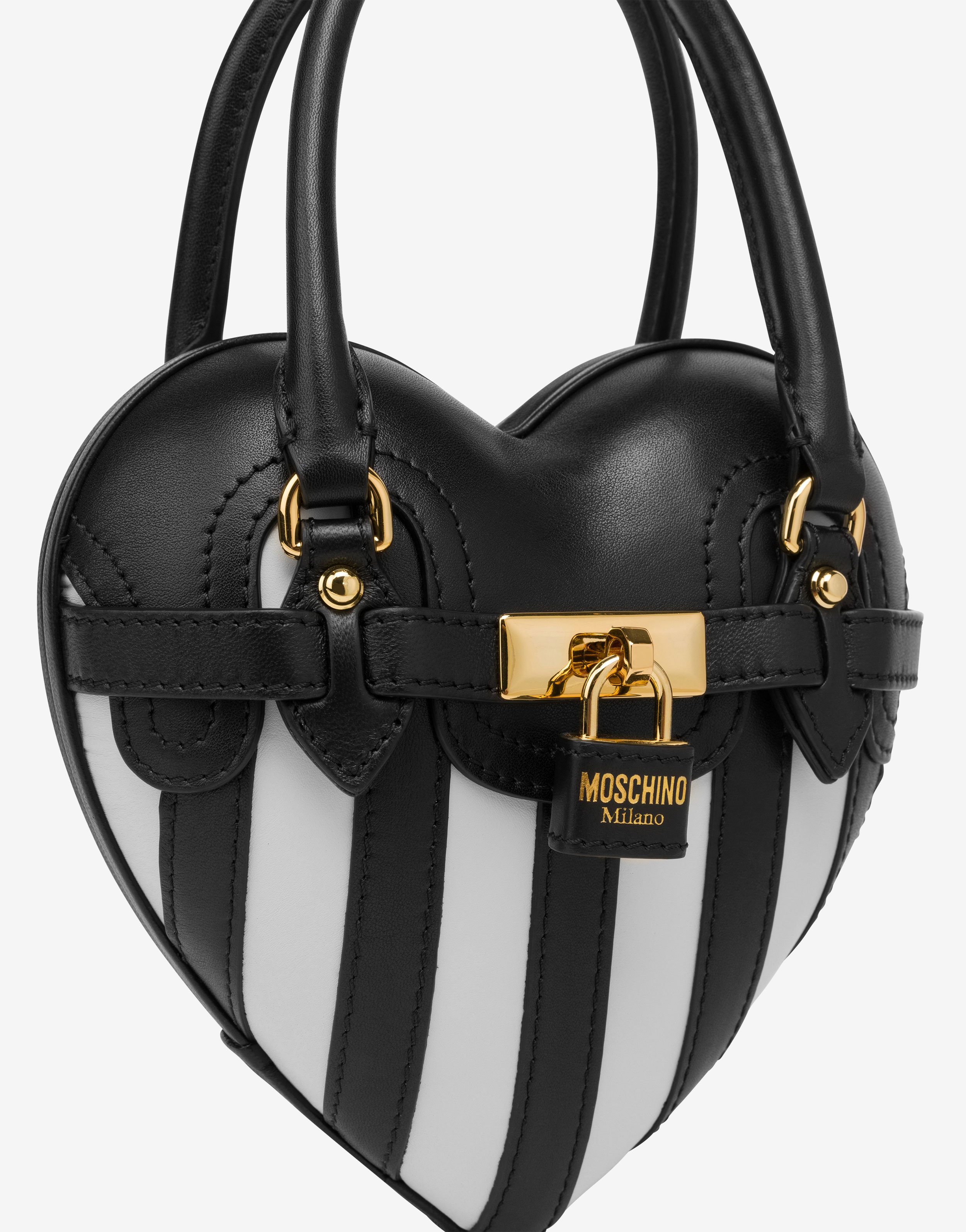 MOSCHINO HEARTBEAT STRIPED CALFSKIN BAG - 5