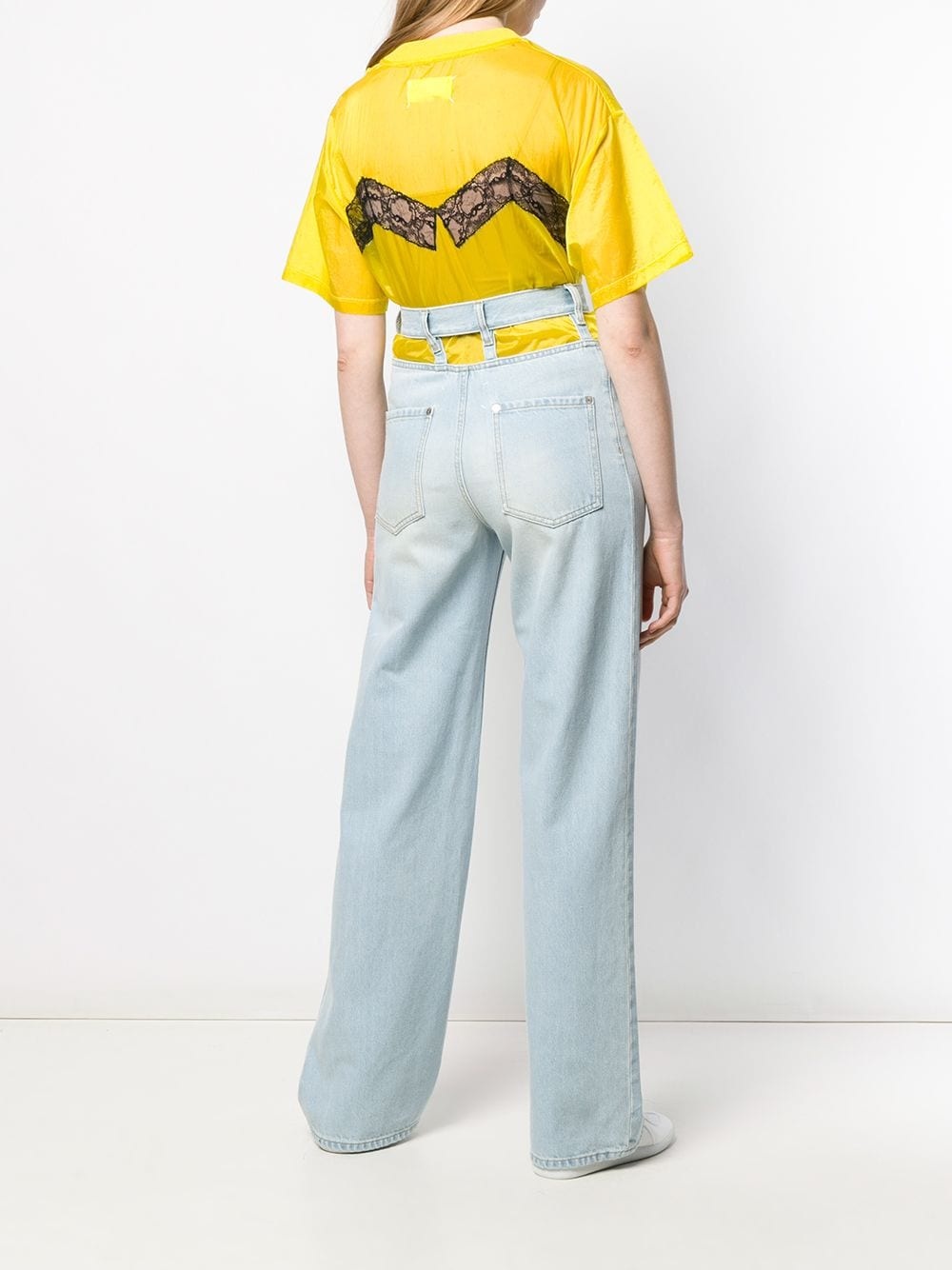 cut-out wide leg jeans - 4