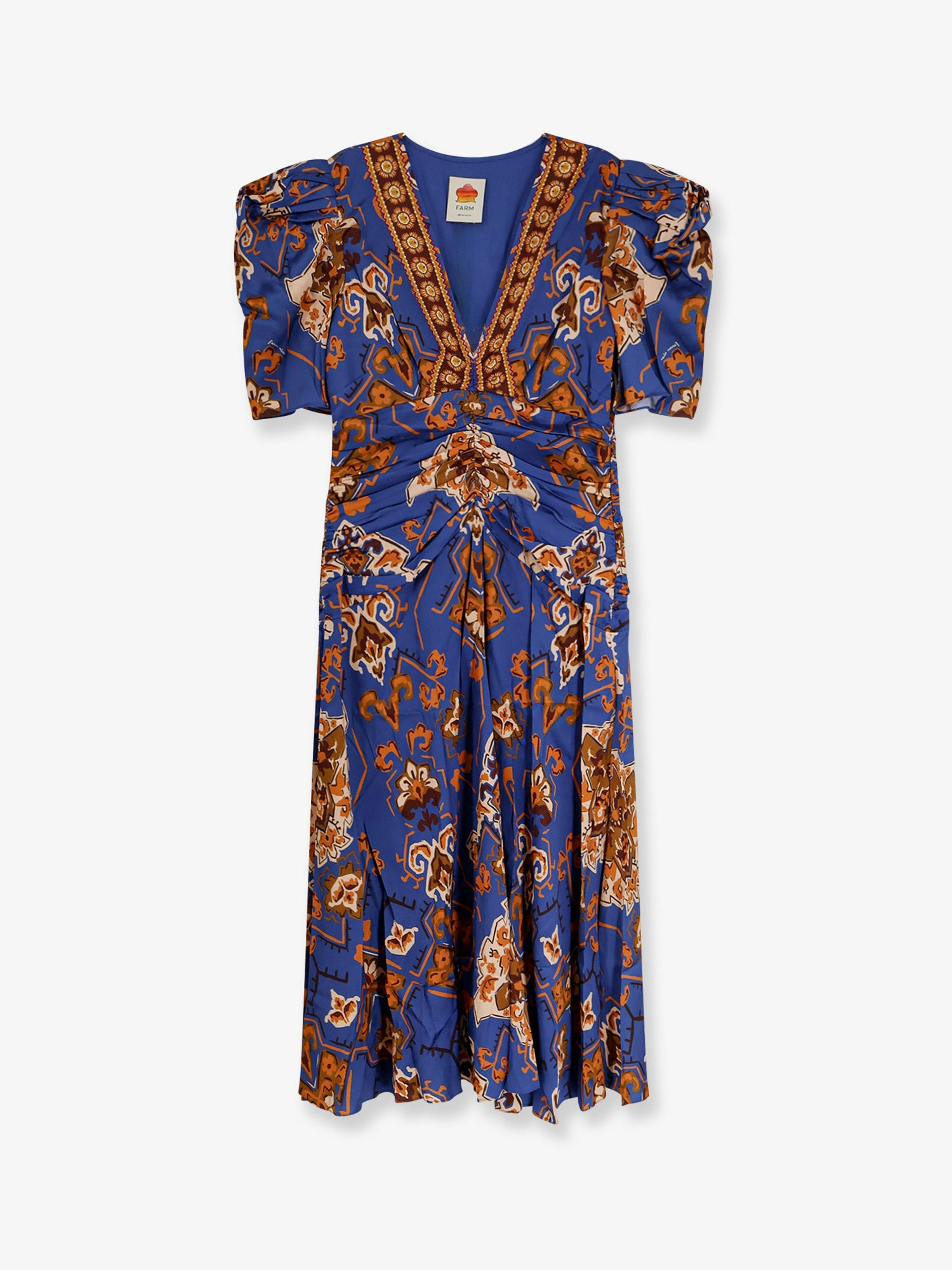 Ornament Floral Viscose Midi Dress - 1