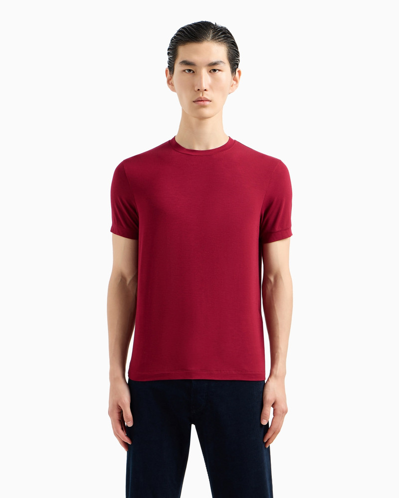 GIORGIO ARMANI Crew-neck short-sleeved T-shirt in stretch viscose jersey outlook