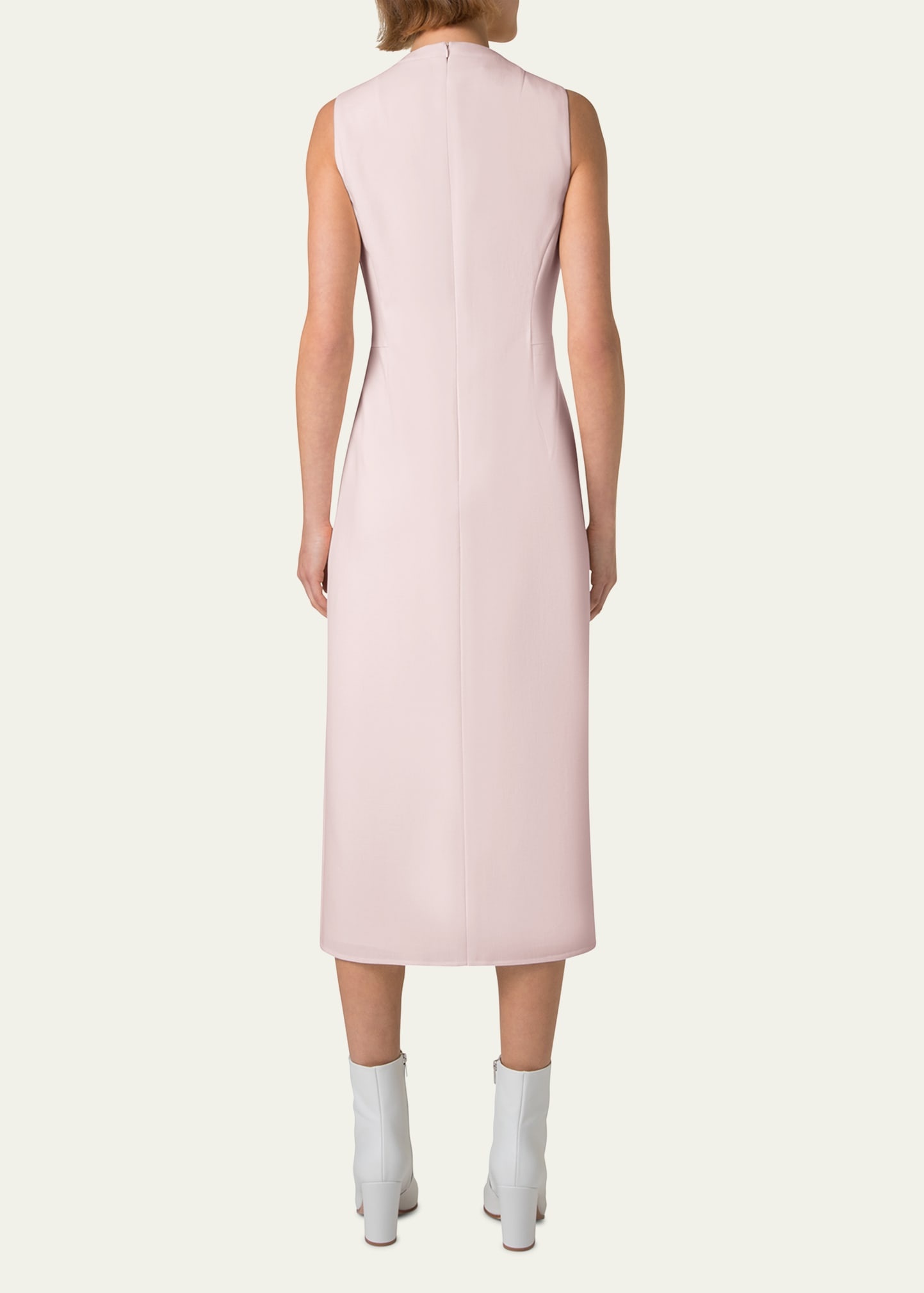 V-Neck Midi Wool Dress - 3