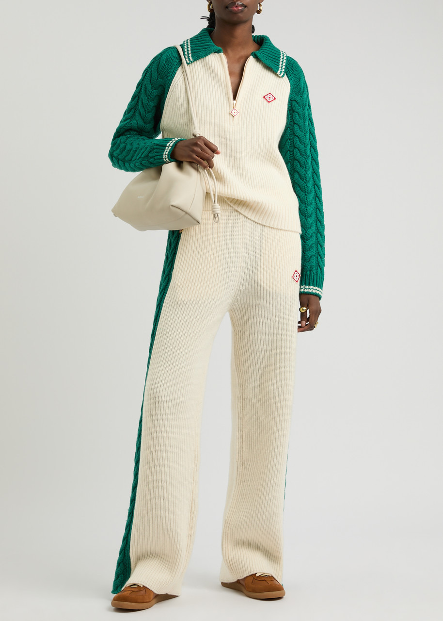 Casablanca Logo Wide-leg Wool-blend Trousers - 4