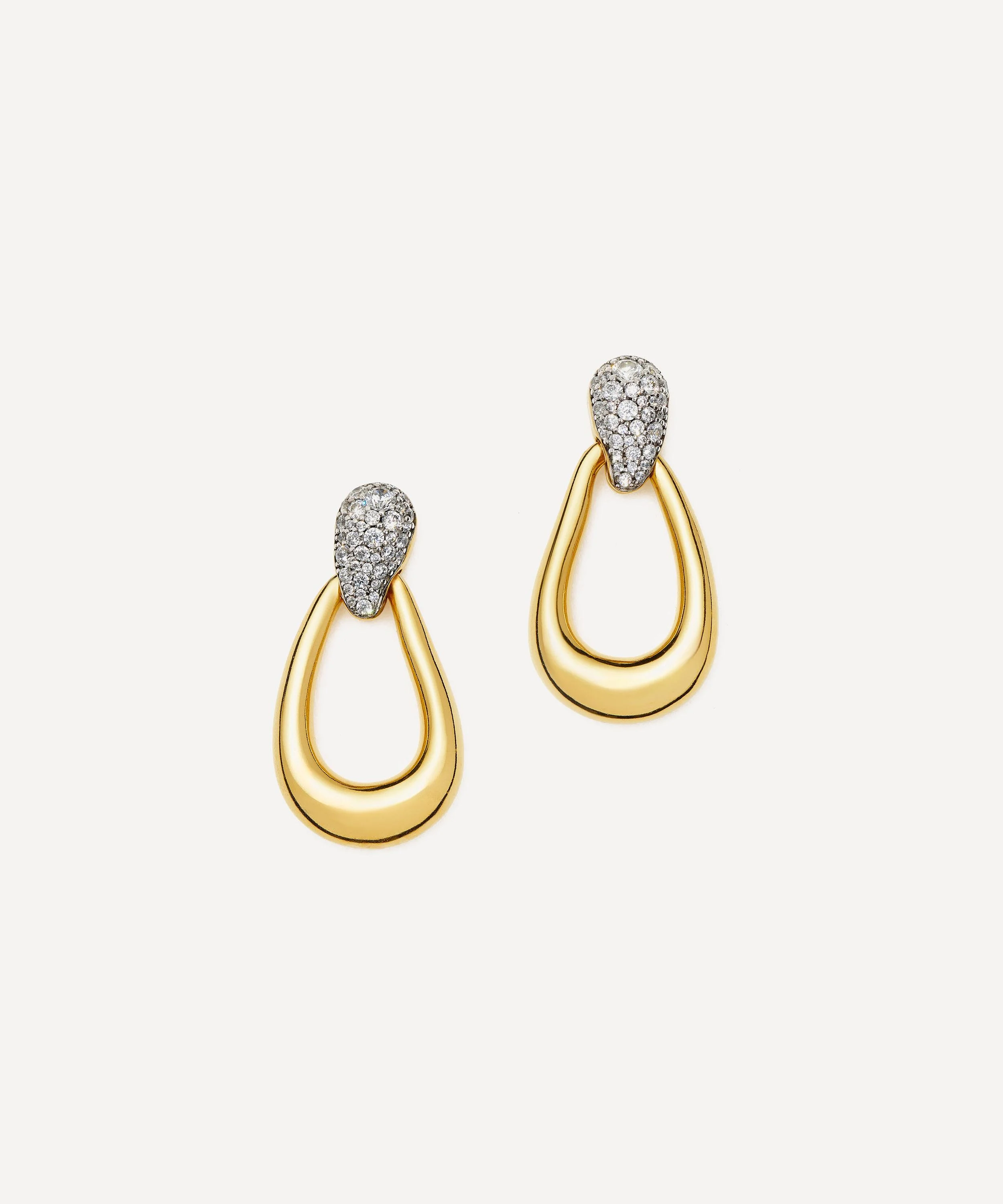 18ct Gold-Plated Molten Teardrop Pavé Statement Stud Earrings - 1