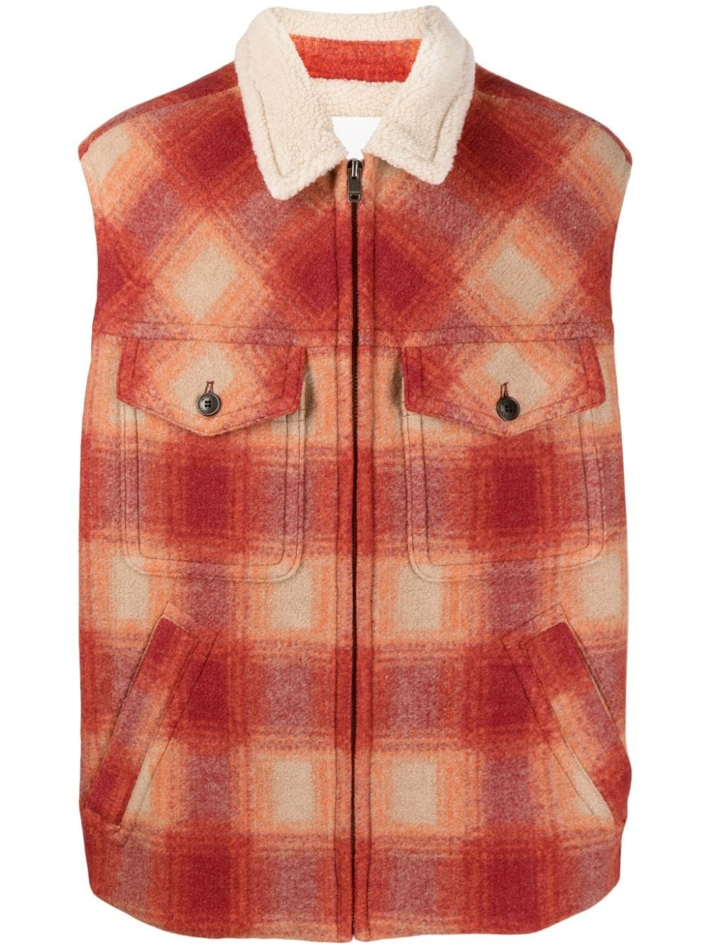 Kiraneo logo-embroidered plaid-check gilet - 1