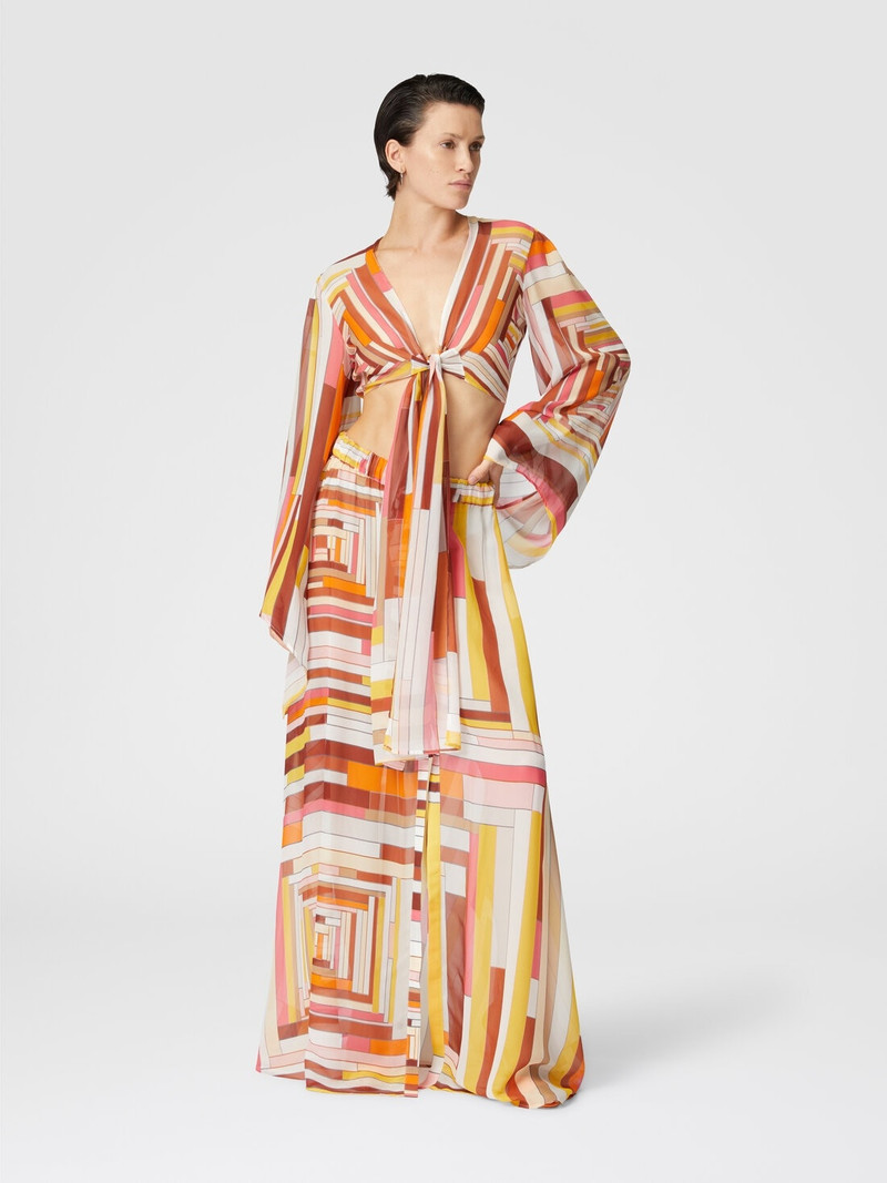 Missoni Long covered up skirt in printed silk with front closure outlook
