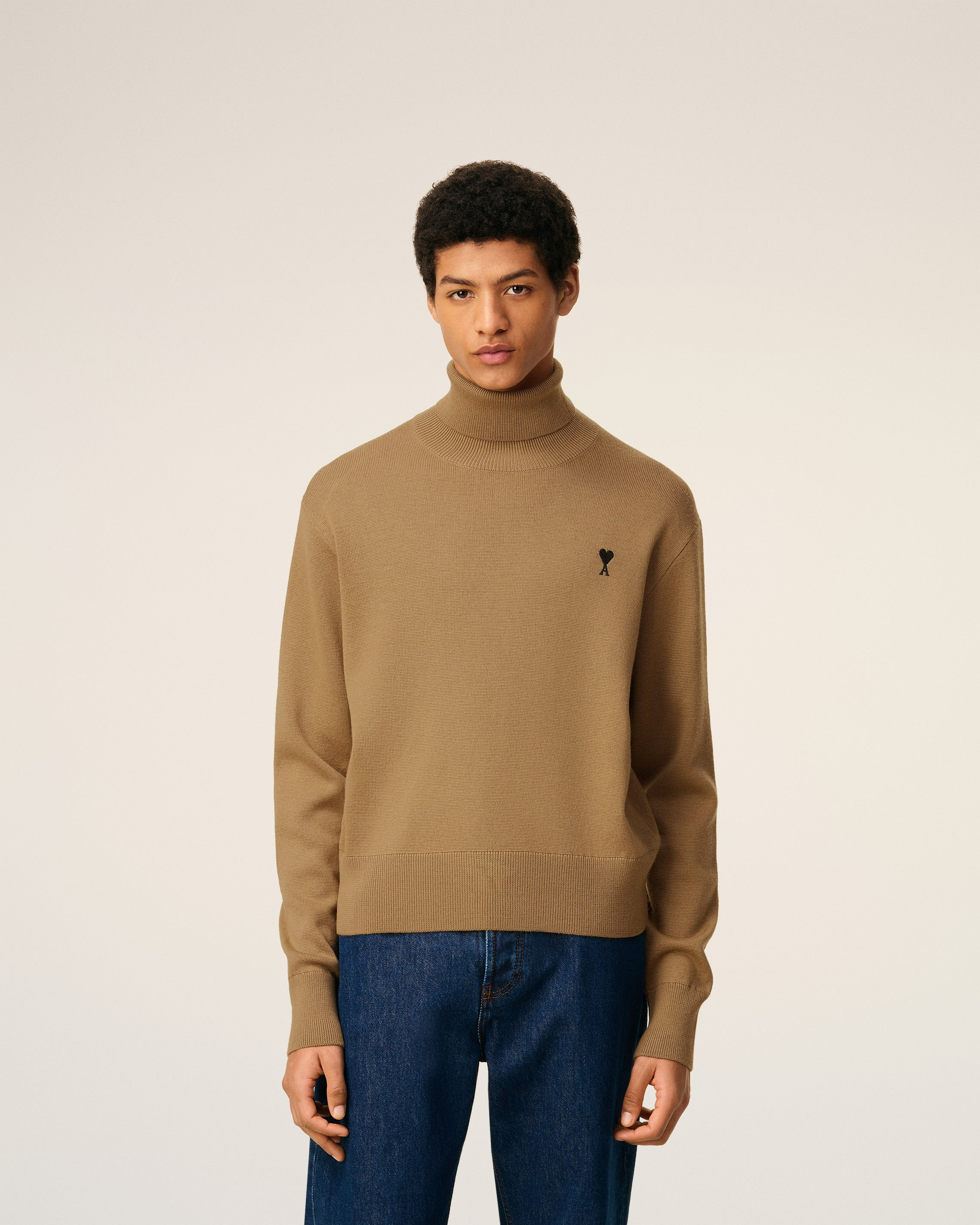 BROWN WOOL AMI DE COEUR TURTLE NECK SWEATER - 3